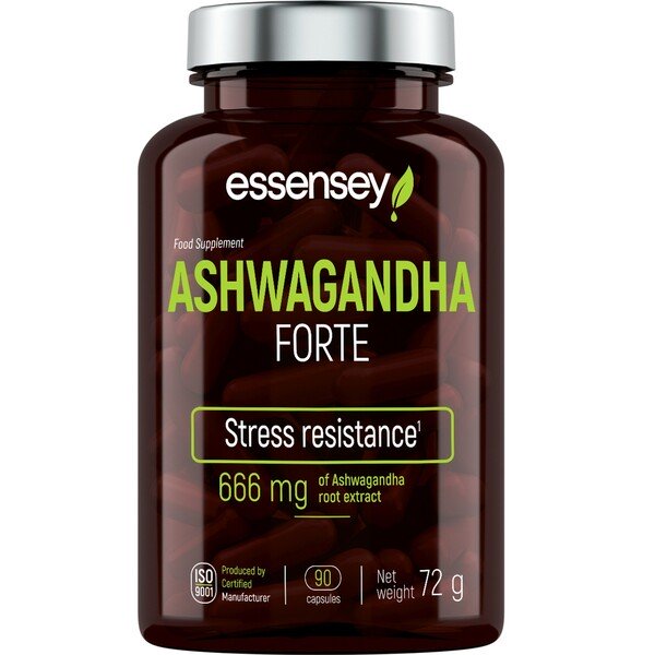 Essensey Ashwagandha Forte Supplement - 90 Capsules for Stress Relief, Energy Boost & Immune Support | Natural Adaptogen for Daily Wellness & Anxiety Management