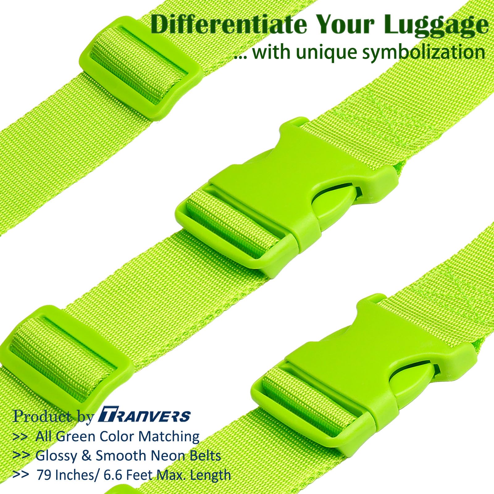 Heavy Duty Adjustable Luggage Straps for Suitcases, Uprights, Duffels & Travel Bags - 79