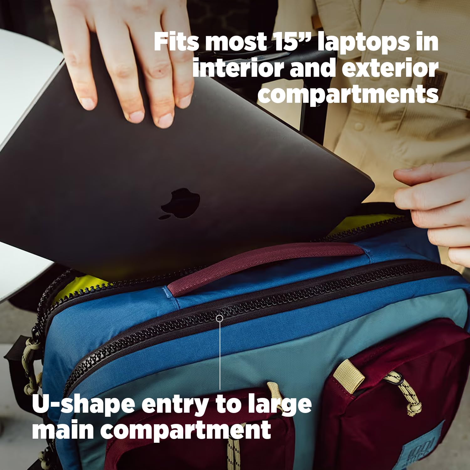 Topo Designs Global Briefcase - Durable Eco-Friendly Laptop Bag for Men & Women, Water-Resistant Travel Backpack with Oversized Zips, Perfect for Commuting, Business Trips & Daily Use (Navy Blue)