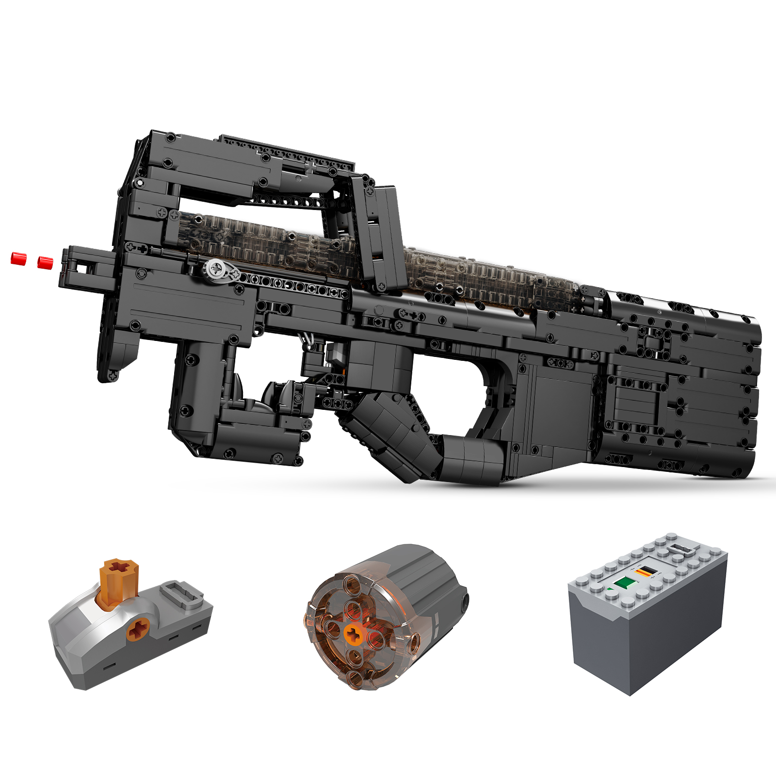 Amplelife 1589 PCS Military Building Blocks Kit - P90 Assault Rifle Model with Electric Launch for Adults & Kids 8+, Perfect for Collectors, Halloween, Christmas & Birthday Gifts - Great for Role Play, Display & DIY Projects