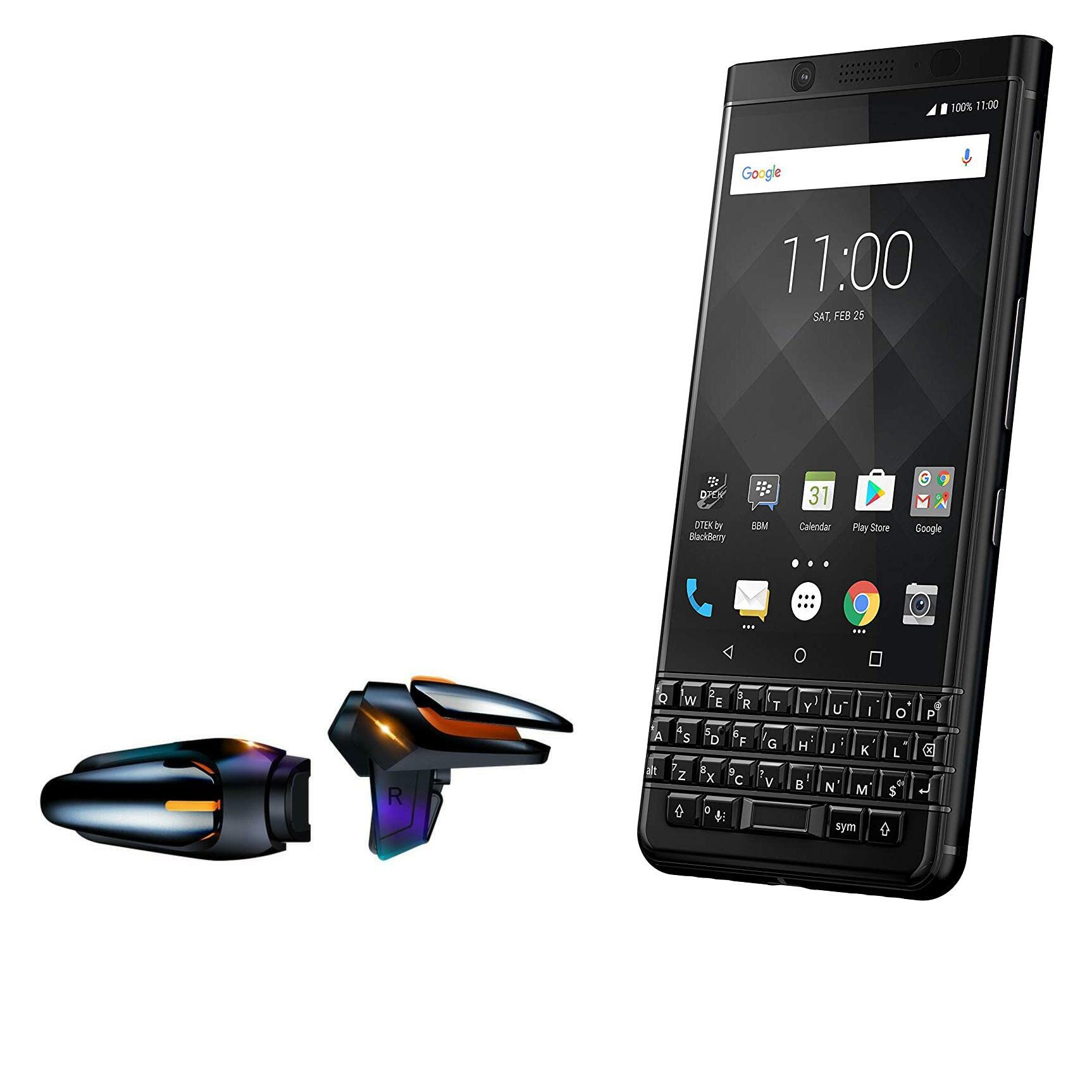 BoxWave Gaming Gear for BlackBerry Keyone - Touchscreen QuickTrigger Auto, Trigger Buttons with Autofire for Mobile FPS Gaming - Jet Black | Perfect for PUBG, Call of Duty Mobile & Fortnite Battle Royale