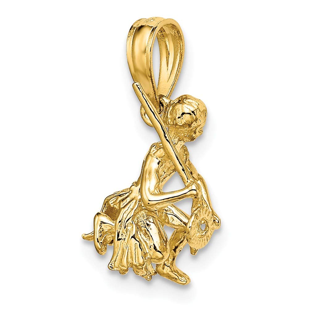 14K Solid Yellow Gold 3D Island Warrior Dance Charm Pendant - 21mm x 9mm - Hawaiian Souvenir Jewelry for Necklace, Gift & Special Occasions