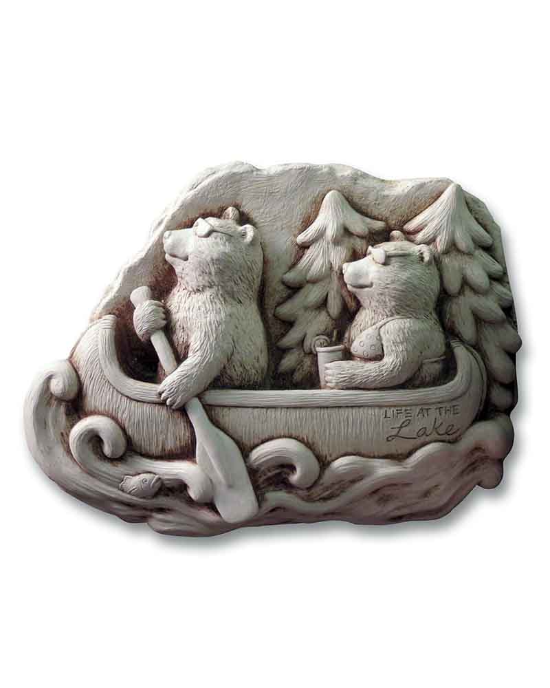 Carruth Studio Cast Stone Wall Hanging 'Life at the Lake' #1326A - Rustic Home Decor for Living Room, Bedroom & Outdoor Patio