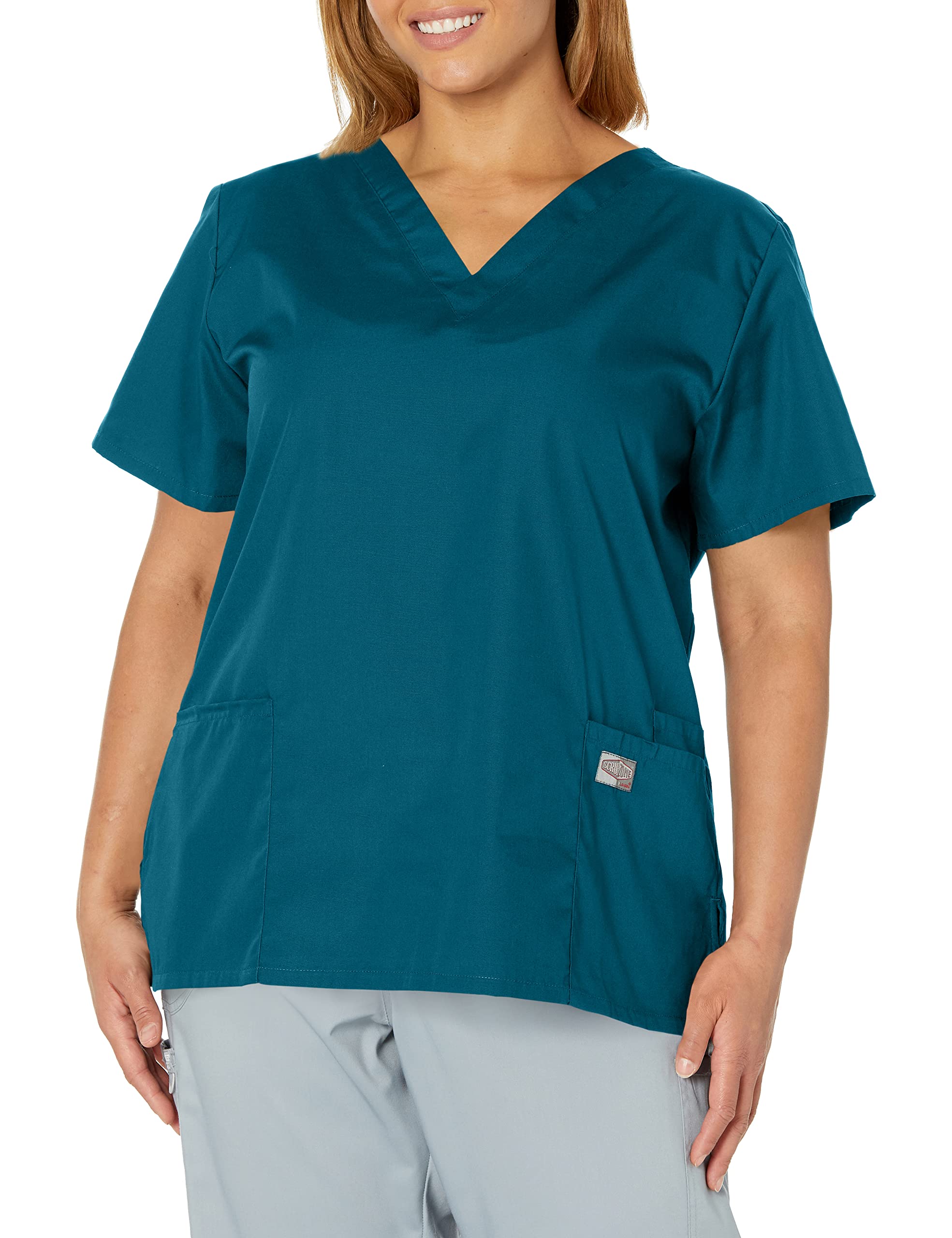 Landau Scrub Zone Relaxed Fit 2-Pocket V-Neck Scrub Top for Women 70221 - Comfortable Medical Uniform for Nurses & Healthcare Professionals - Perfect for Hospitals, Clinics & Long Shifts