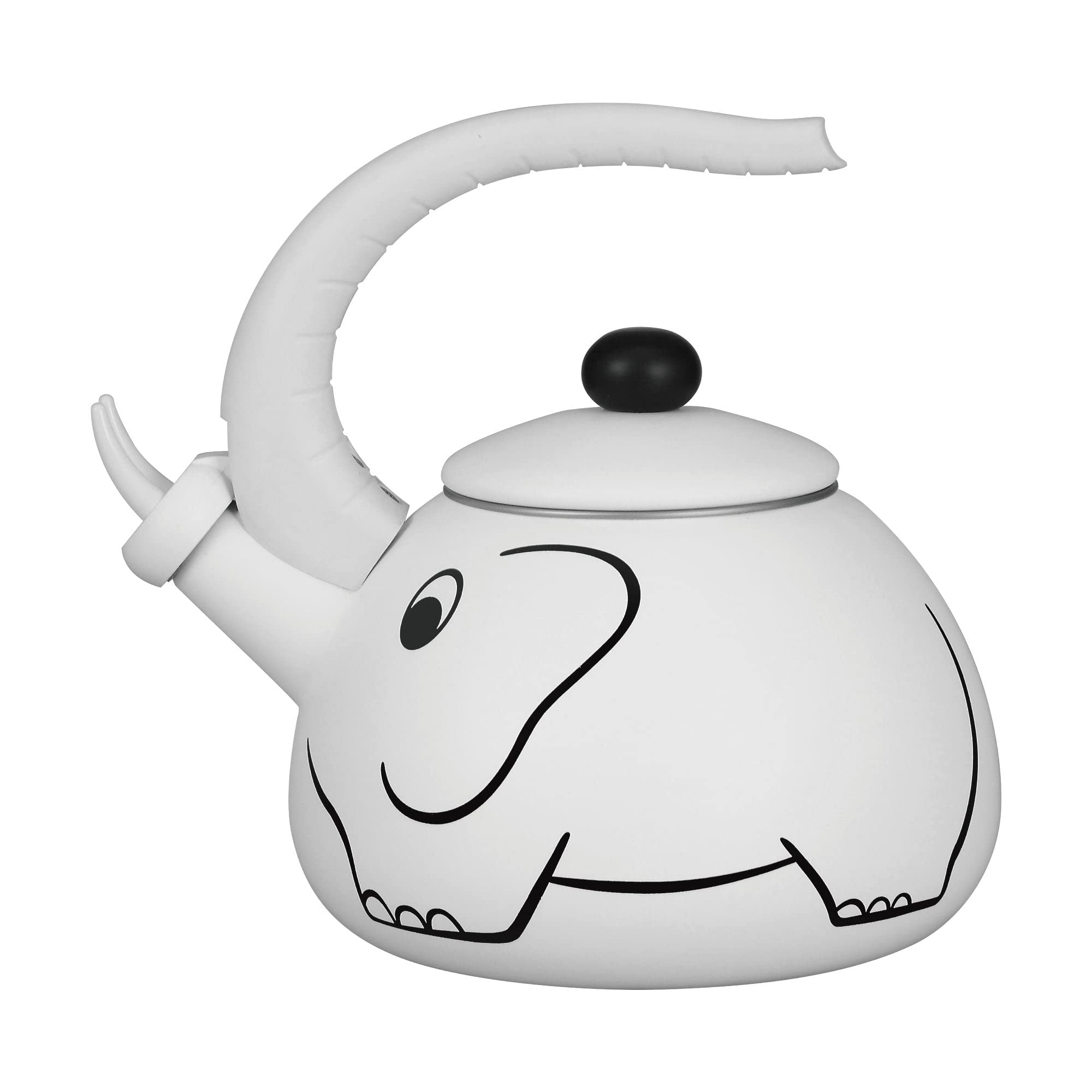 Premium Whistling Tea Kettle - 2 Quart Enamel on Steel Stovetop Teapot with White Elephant Design, Supreme Housewares - Perfect for Boiling Water, Making Tea & Coffee, Ideal for Kitchen, Camping & Gifts