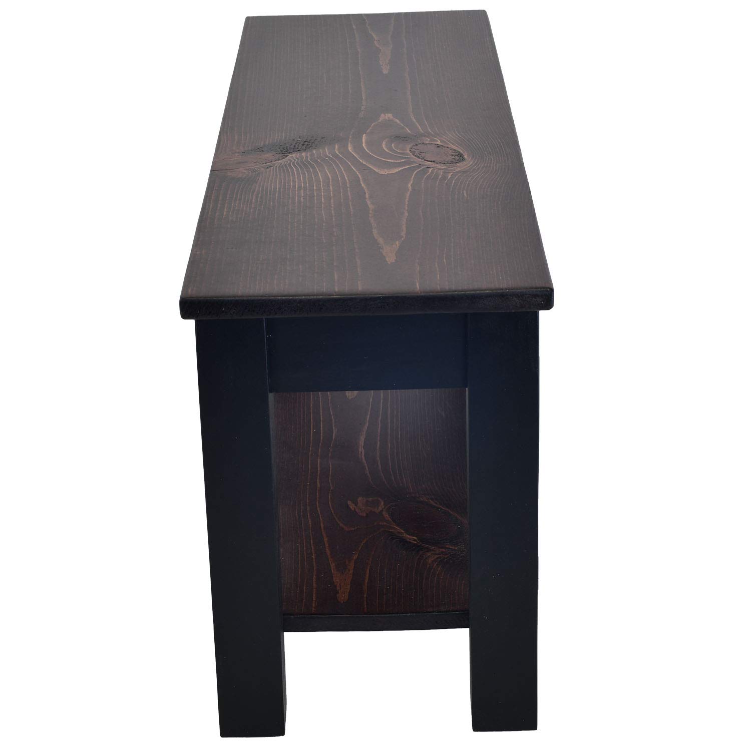 Stylish Red Mahogany and Black Wooden Bench with Storage Shelf - 66 Inch Modern Entryway Seating for Hallway, Living Room, or Bedroom Décor