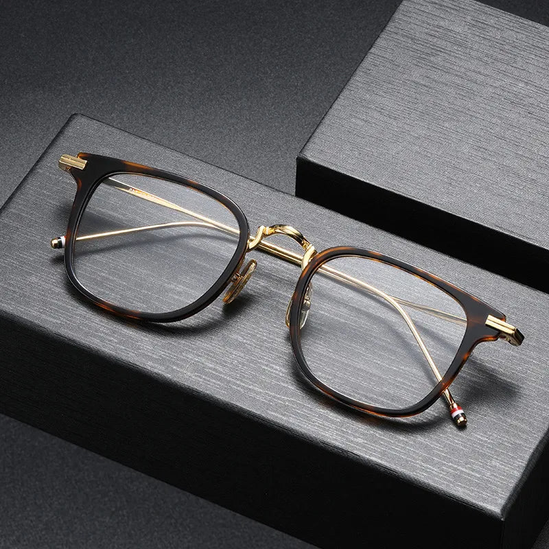 Stylish Unisex Black Square Acetate Eyeglasses with Alloy Frame - Perfect for Work, Reading & Fashion Accessories