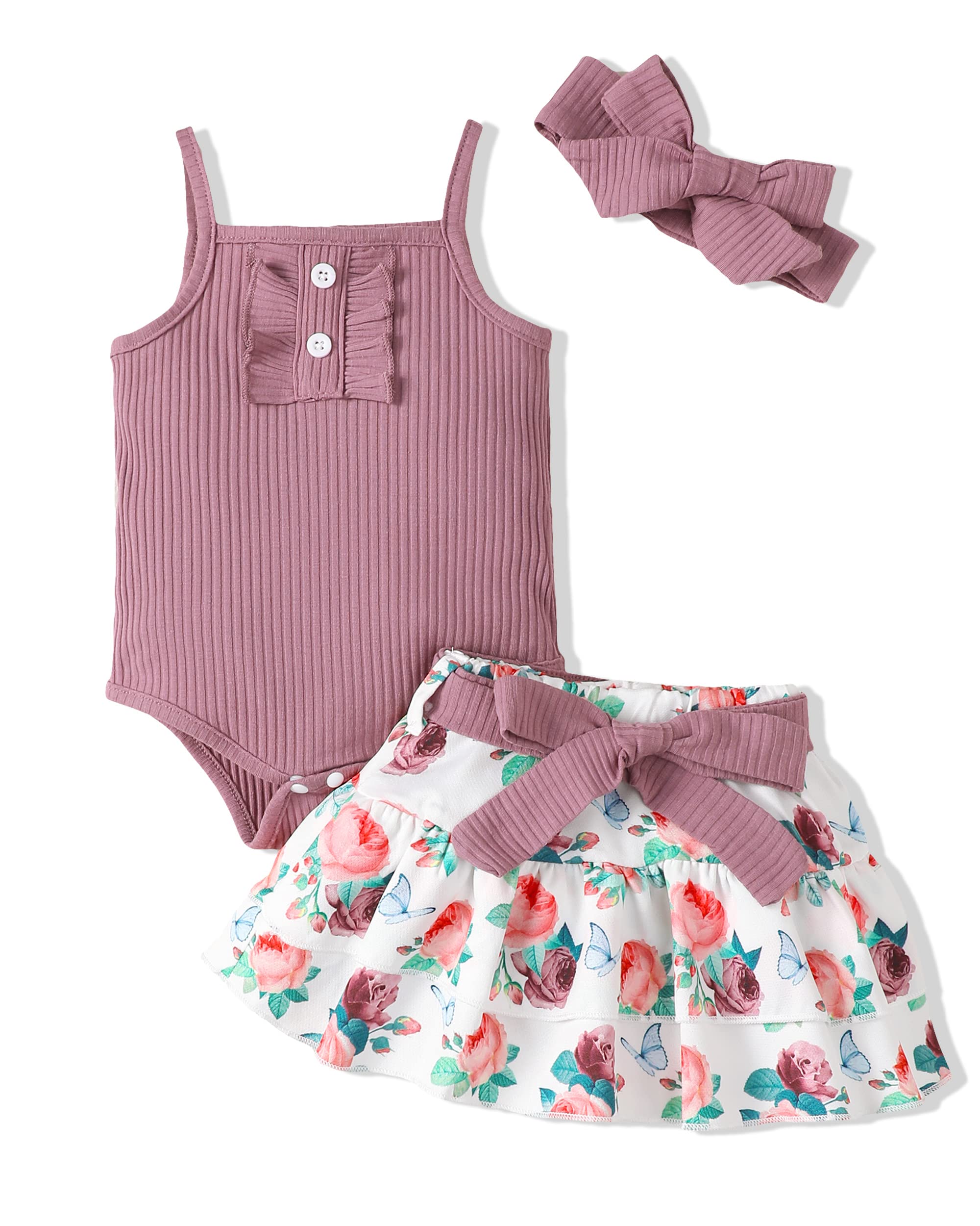 Renotemy Newborn Baby Girl Clothes Outfits - Cute Summer Romper & Shorts Sets for 0-24 Months | Soft Cotton Infant Pants & Rompers for Playtime, Outings & Photo Shoots