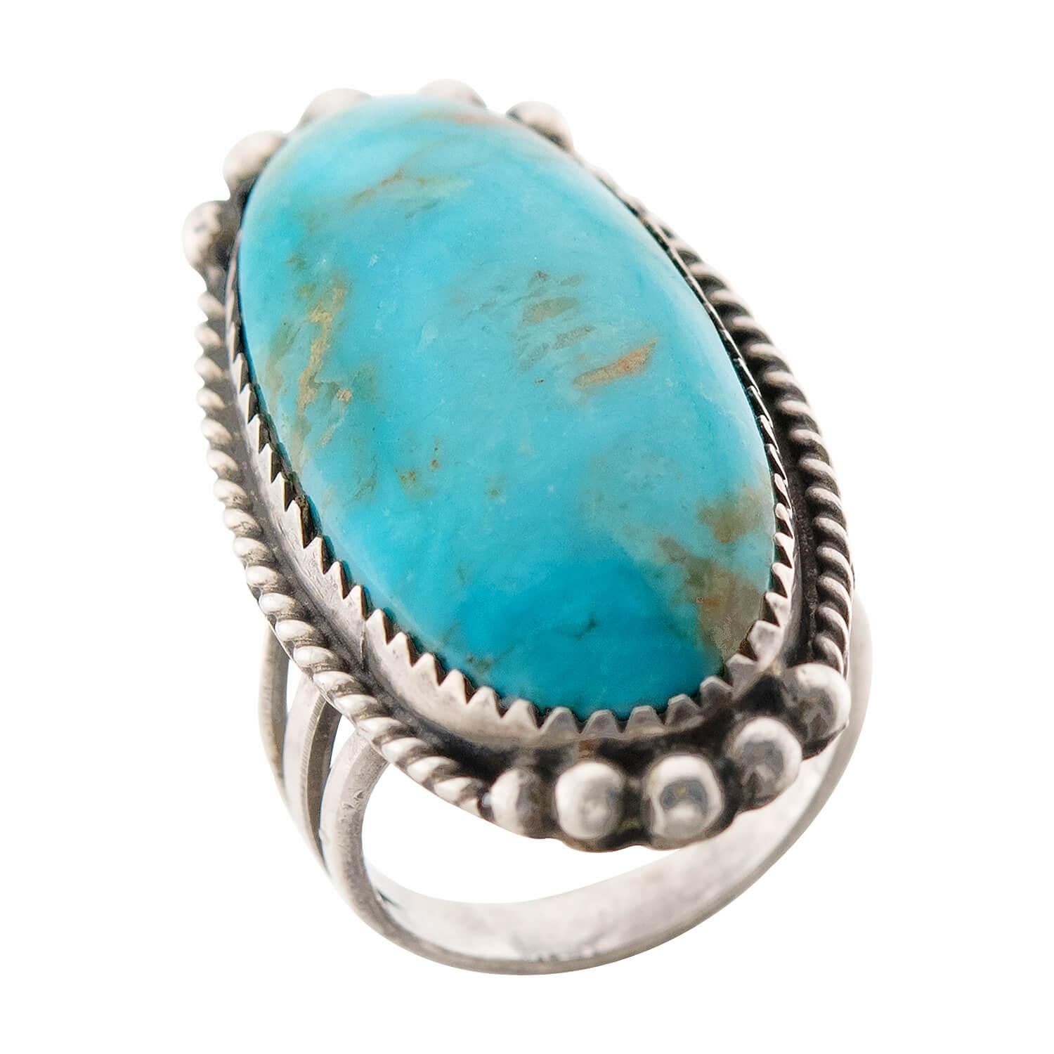 Vintage Sterling Silver Turquoise Ring for Women - Handmade Southwest Native American Jewelry - Perfect for Boho Fashion, Gift Giving & Special Occasions