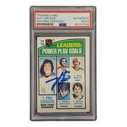 Guy LaFleur Autographed 1976 Topps #5 Power Play Goals Leaders Hockey Card - PSA/DNA Certified - Vintage NHL Collectible for Fans & Memorabilia Display