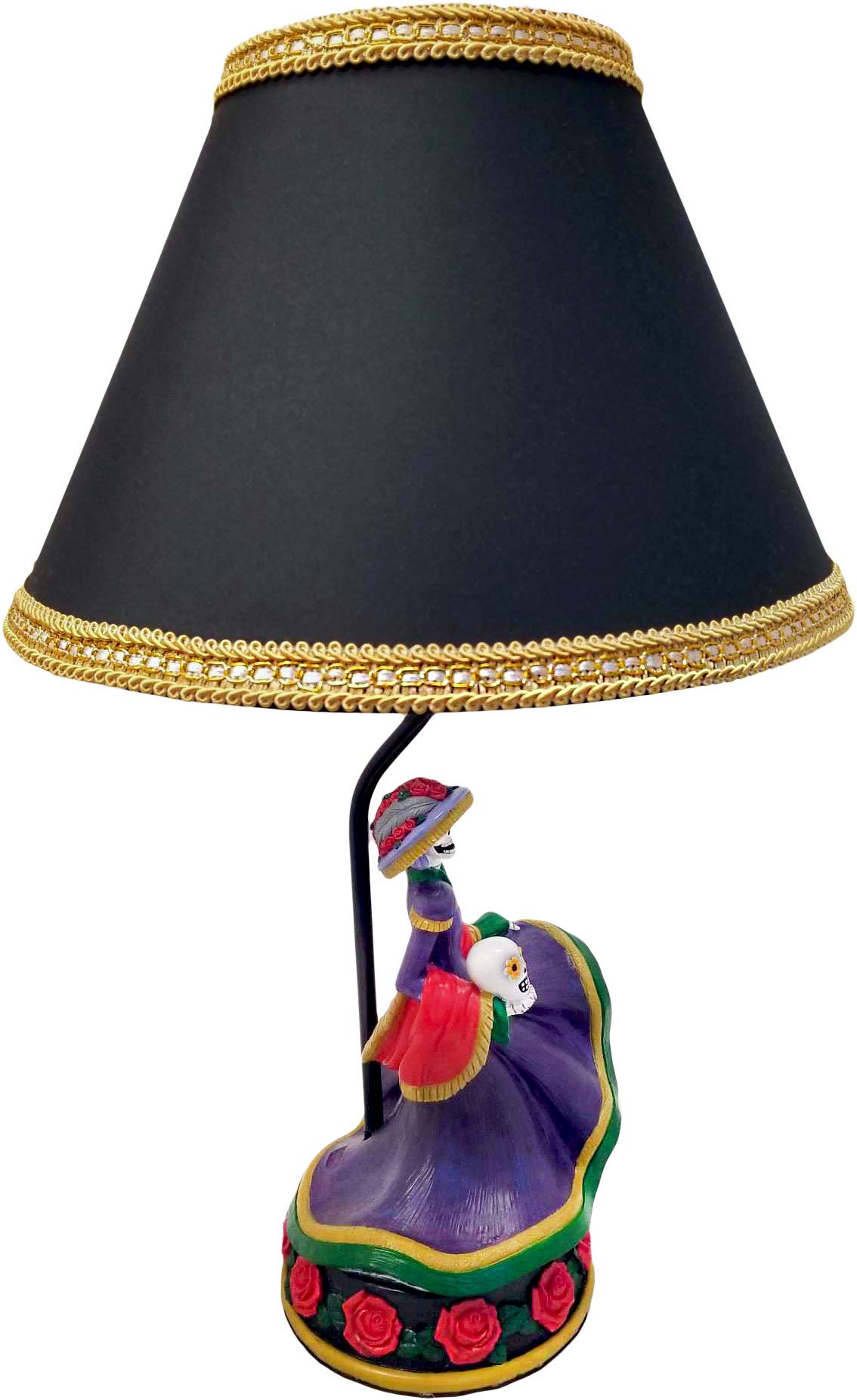 World of Wonders Catrina Figurine Decorative Table Lamp with Shade - 20 Inch Day of The Dead Inspired Lighting for Bedroom, Living Room & Nightstand - Perfect for Mexican Home Decor, Halloween & Día de Muertos Celebrations