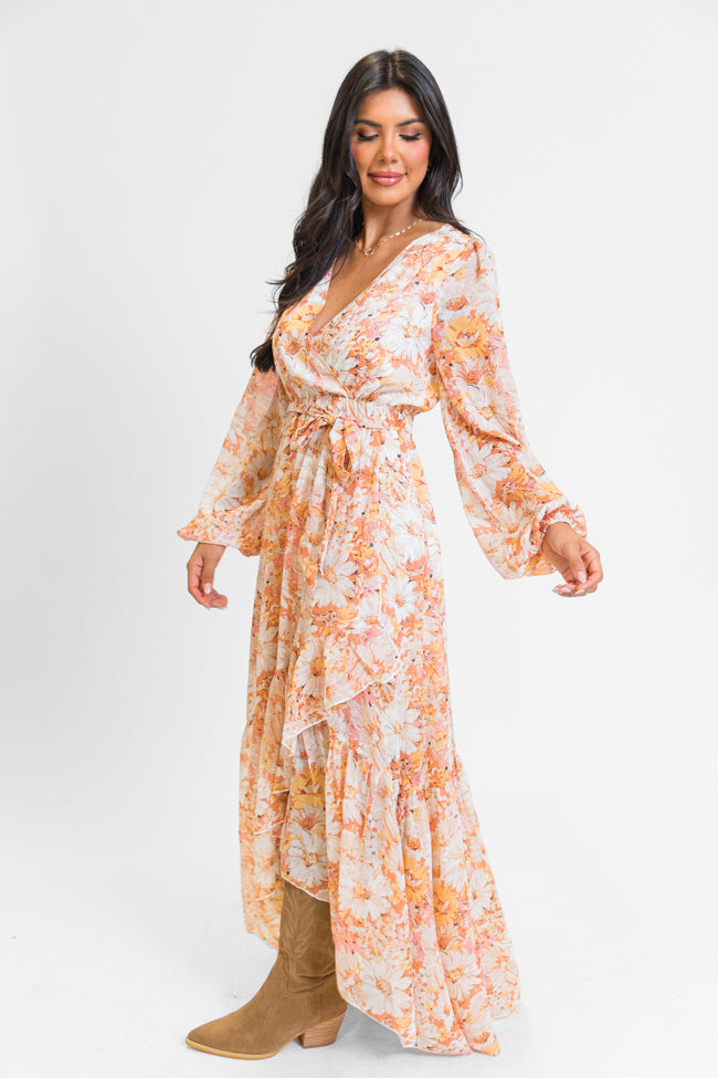 Know Me So Well Multi Floral Printed Long Sleeve Maxi Dress for Women | Elegant Boho Style Summer Beach Wedding Party Outfit | Final Sale