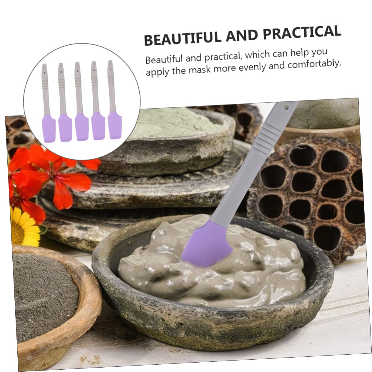 5Pcs Purple Wax Spatula Set - Skin Care & Makeup Tools for Waxing, Lipstick, Cream Scraping - Durable Beauty Supplies for Salon, Home & Travel Use - NOLITOY