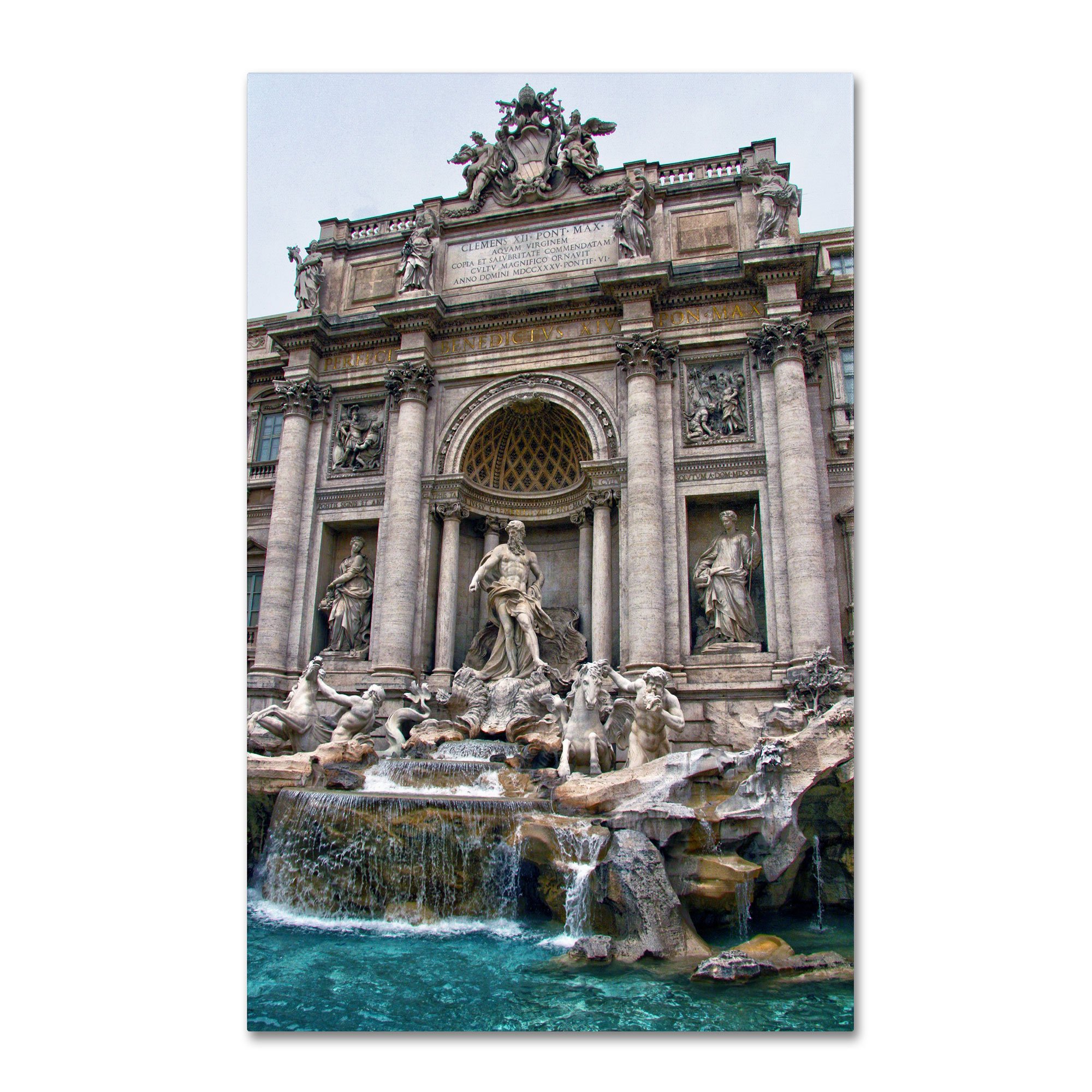 Trademark Fine Art Trevi Fountain Canvas Wall Art by CATeyes - 30x47 Inches - Stunning Italian Landmark Decor for Living Room, Bedroom & Office