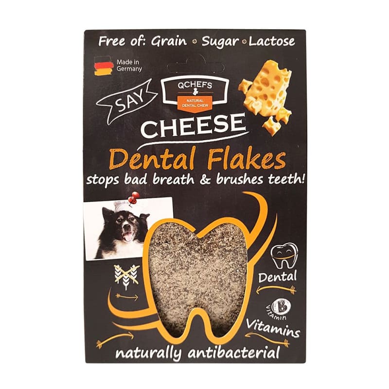 Qchefs Dog Dental Flakes Topper 90g - Natural Teeth Cleaning Treats for Dogs, Fresh Breath & Plaque Control - Perfect for Small, Medium & Large Breeds - Use as Food Topper or Standalone Snack