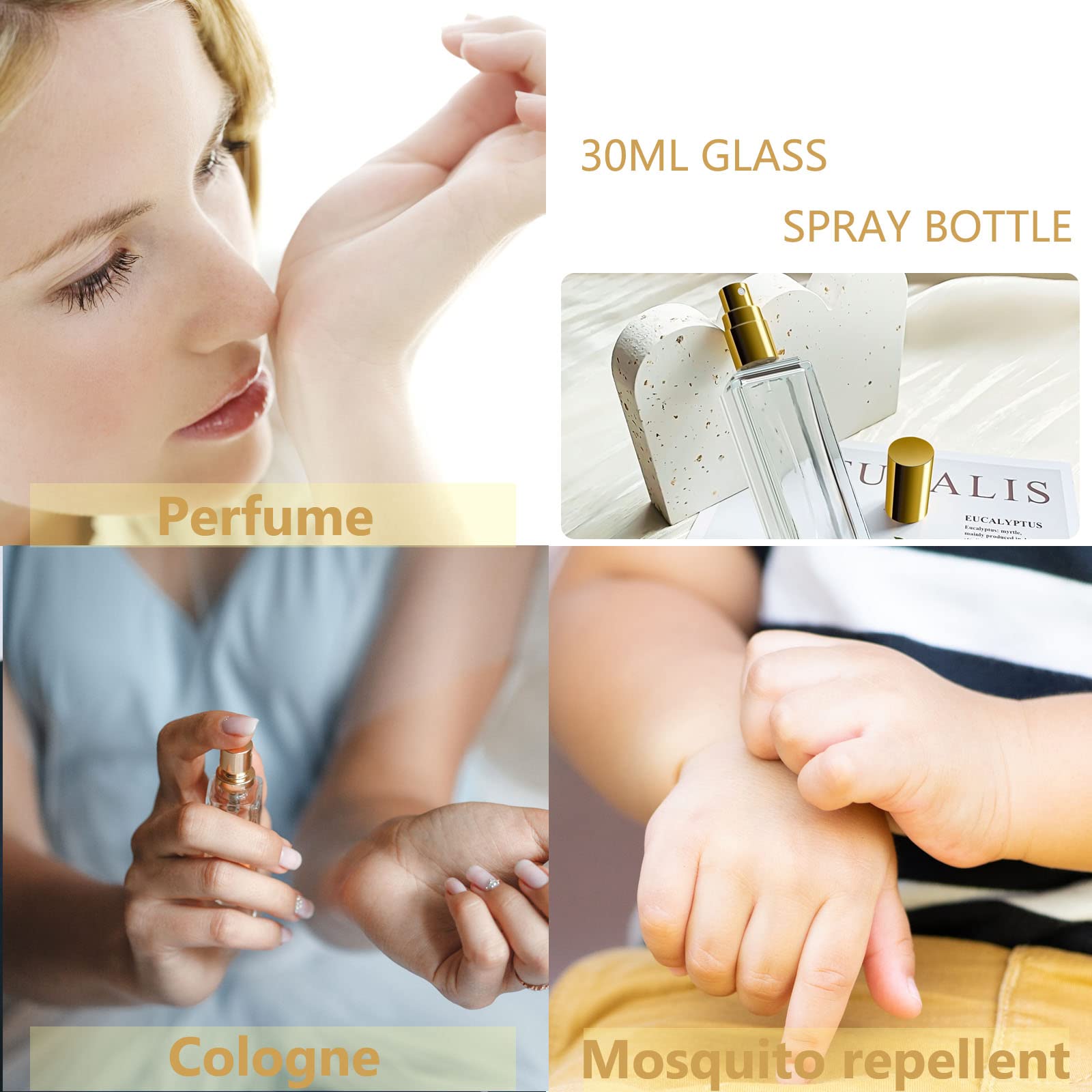 30ml Glass Spray Bottle for Perfume & Essential Oils - 1oz Empty Refillable Travel Atomizer (6 Pack, Black) | Perfect for DIY Fragrances, Aromatherapy & On-the-Go Use