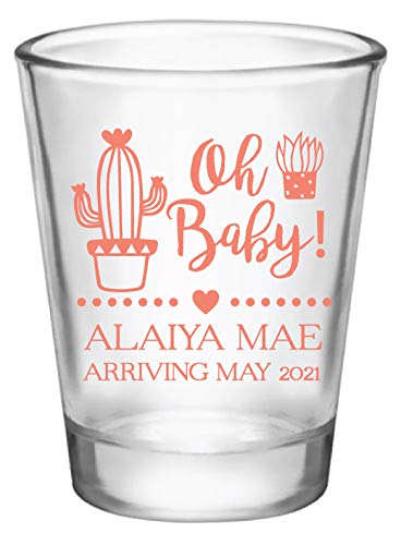 Personalized Baby Shower Shot Glasses - Cactus & Succulent Themed Favors for Baby Showers, Diaper Parties & Sprinkle Celebrations - Perfect for Gifts, Decor & Party Supplies