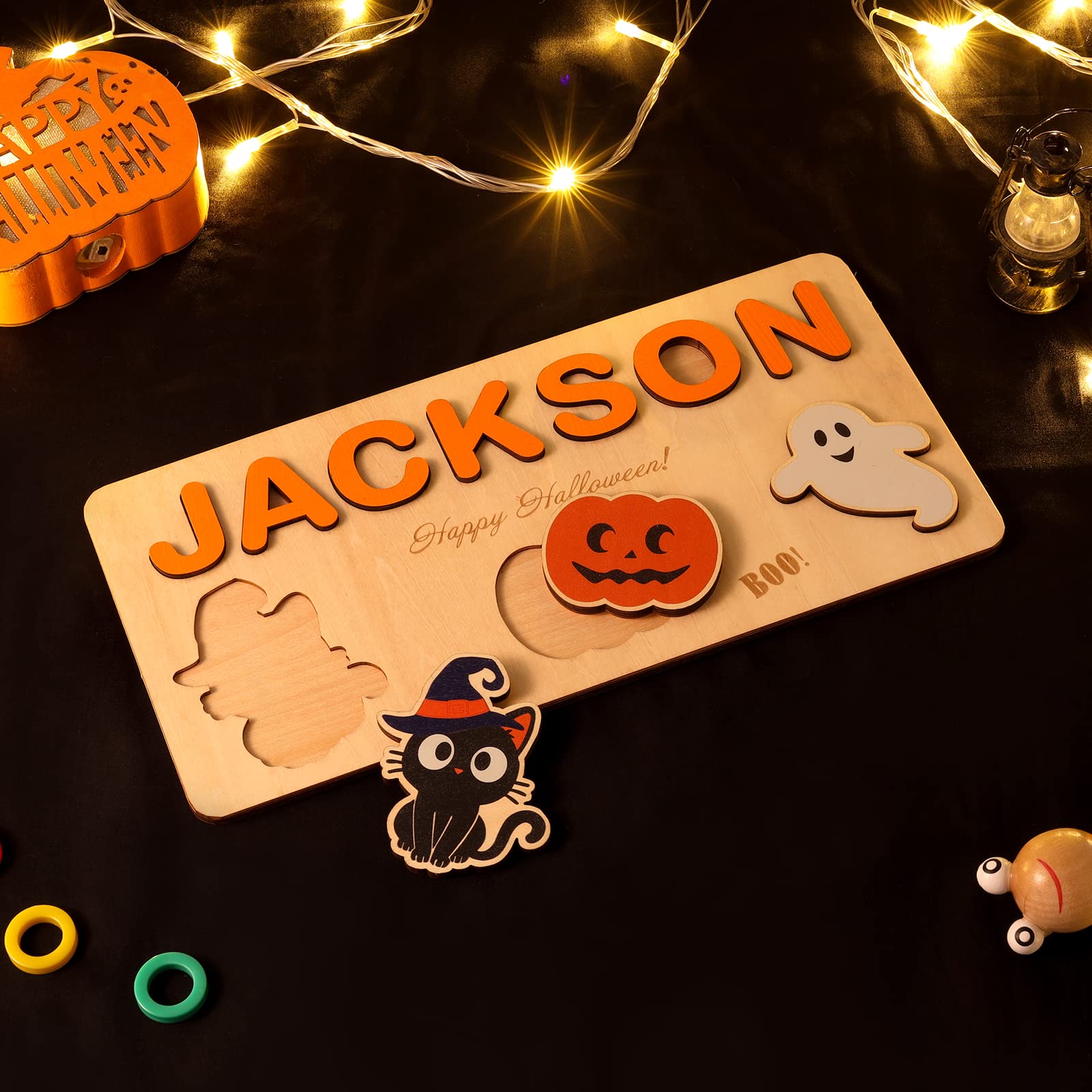 Personalized Wooden Name Puzzle for Kids - Custom Educational Learning Toy for Toddlers, Baby Boys & Girls - Thanksgiving, Christmas & Birthday Gift - Flat Rate up to 9 Letters (Style 9) - Perfect for Early Childhood Development, Montessori Learning & Holiday Gift Giving