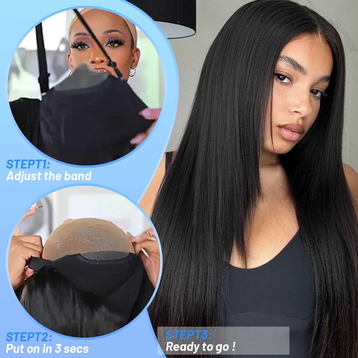 5x5 HD Lace Closure Wigs Human Hair Straight - Glueless Wear and Go Pre Plucked Pre Cut with Baby Hair | Natural Black 30 Inch 200% Density | Perfect for Beginners, Daily Wear & Special Occasions