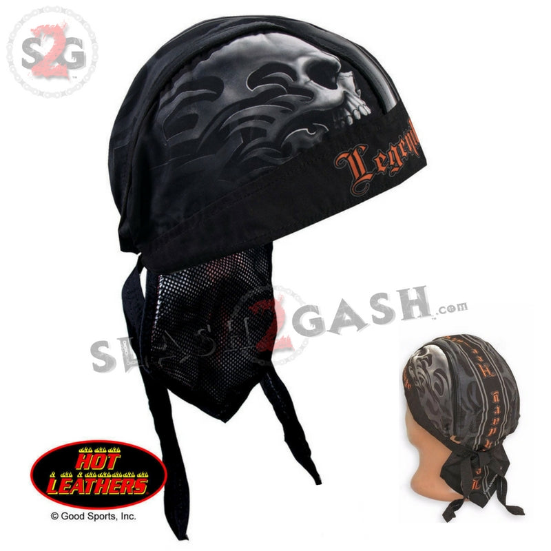 Premium Leather Legendary Heritage Headwrap - Tribal Skull Design Du Rag for Men & Women - Motorcycle, Hip Hop, and Outdoor Fashion Accessory