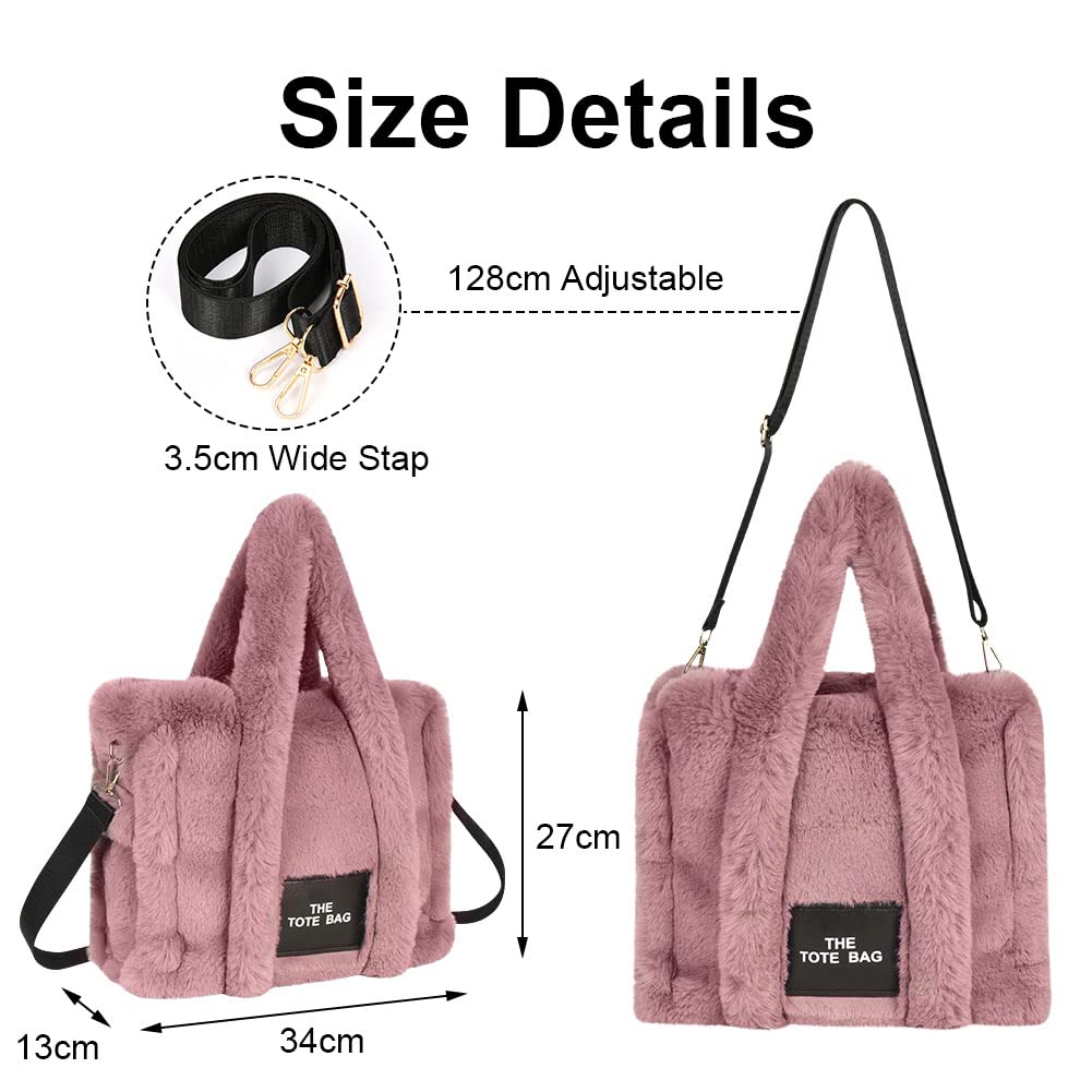 Aucuu Soft Plush Tote Bag for Women - Fluffy Crossbody Handbag with Adjustable Shoulder Strap, Large Capacity Purse for Shopping, School, Work & Travel | Perfect for Daily Use, Commuting and Weekend Outings