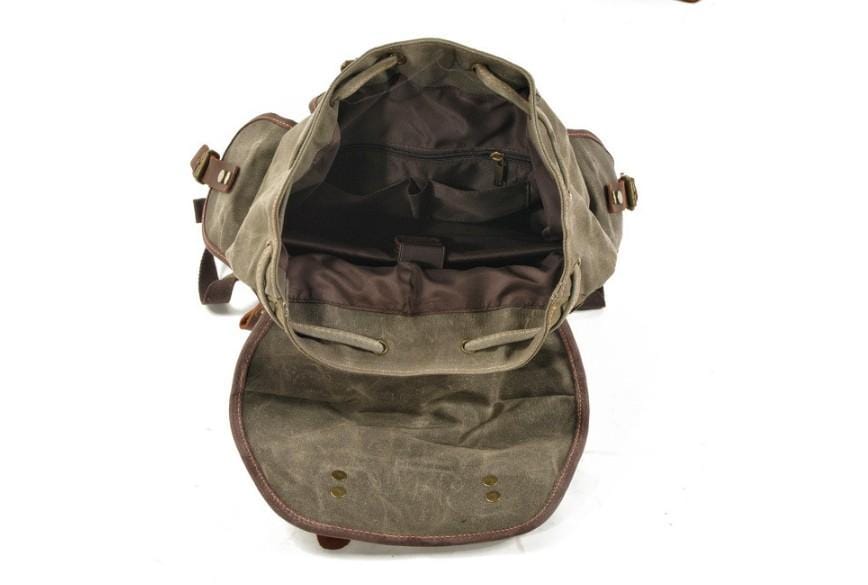 Durable Army Green Waxed Canvas Backpack Purse for Women - Stylish & Water-Resistant Daypack for Work, Travel & Outdoor Adventures