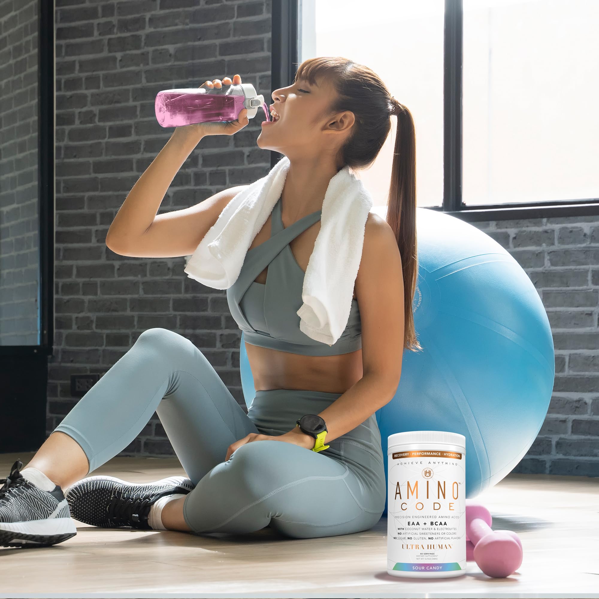 Amino Code | Essential Amino Acids + BCAAs + Coconut Water Electrolytes Powder | Fast Hydration & Workout Recovery Drink Mix | Clean Formula, 40 Servings - Sour Candy Flavor | Pre-Workout, Post-Workout & Daily Hydration Supplement