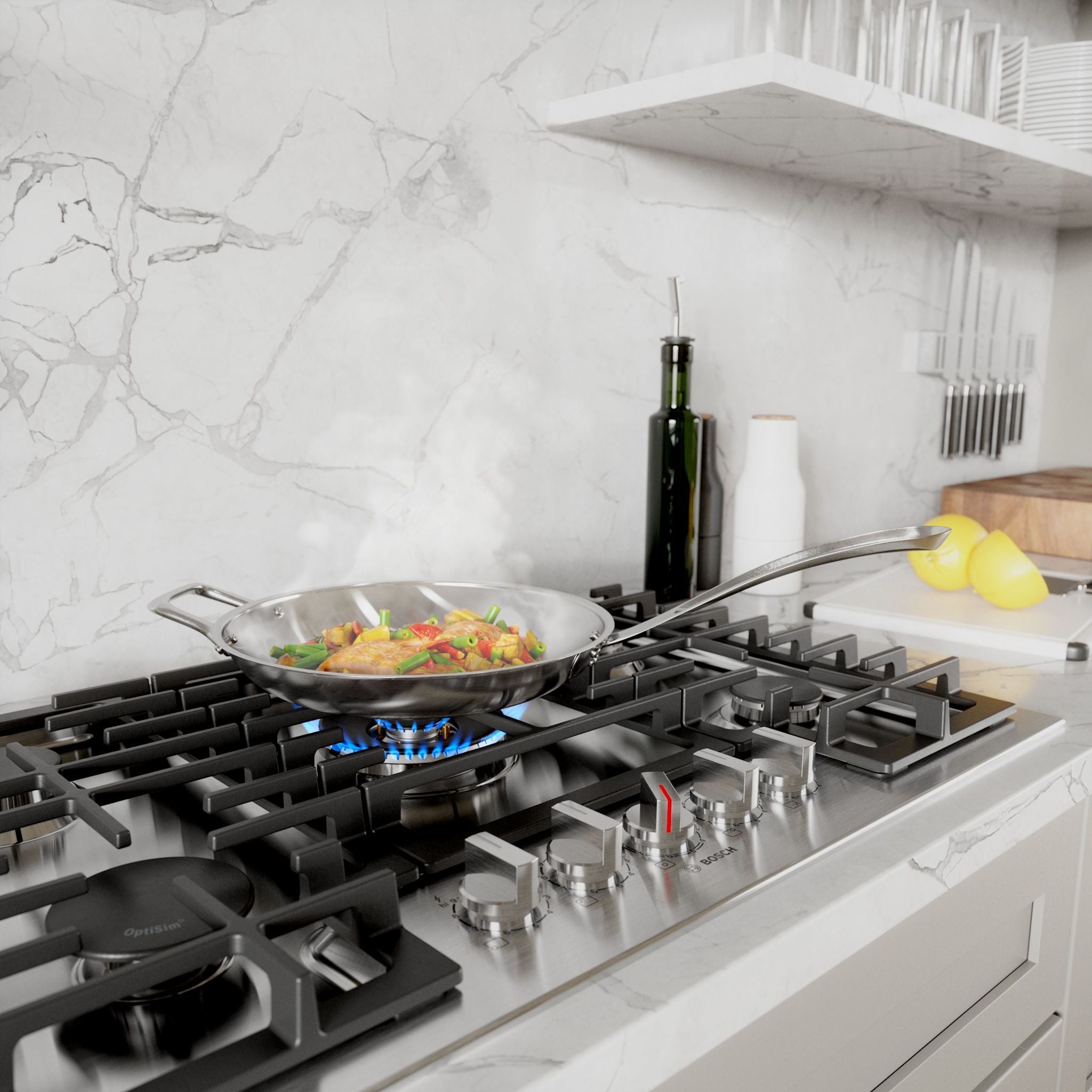 Bosch 30-Inch Gas Cooktop (NGM8059UC) - Stainless Steel, 5 Burners, High Efficiency - Perfect for Home Kitchen, Cooking & Entertaining