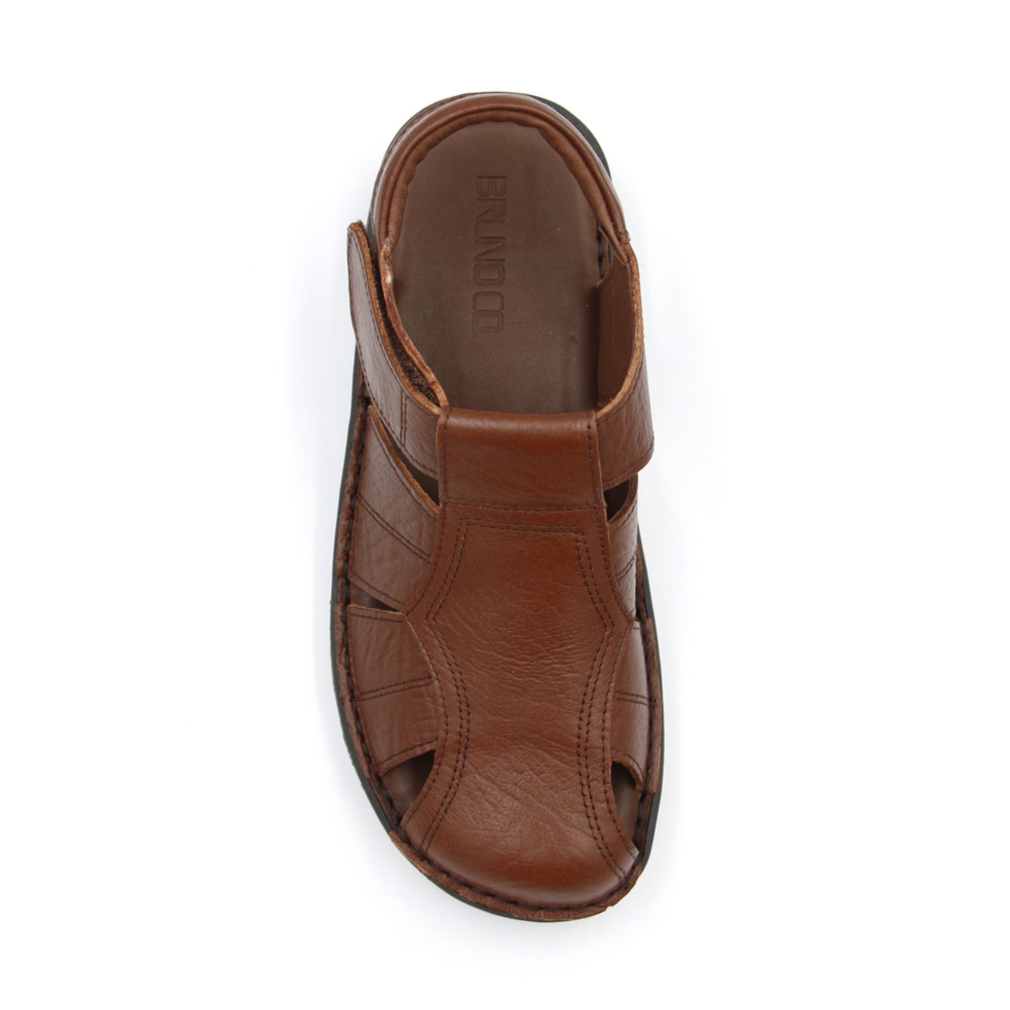 BRUNO CO. Men's Leather Sandals - DAMIEN Brown | Comfortable & Stylish for Summer, Beach, and Casual Wear