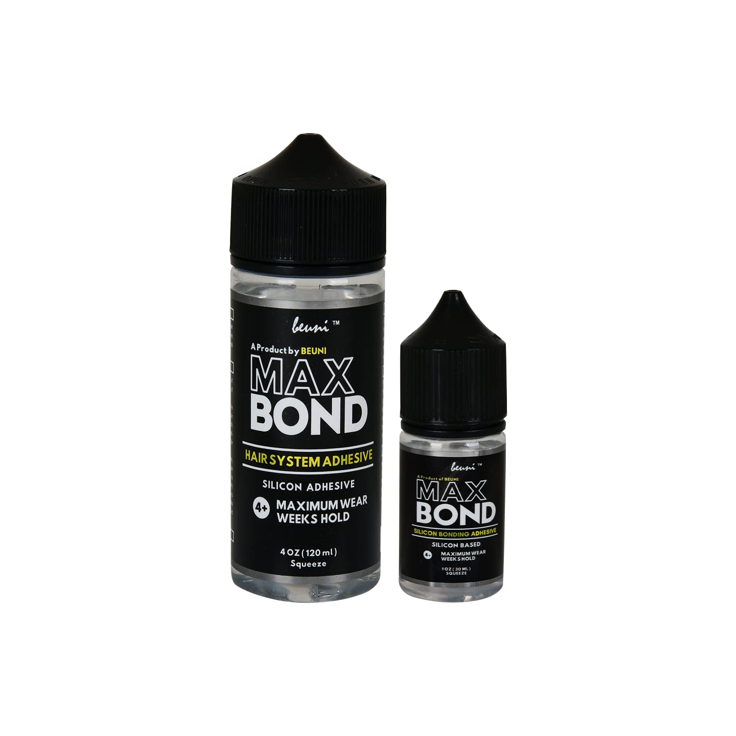 Beuni Max Bond Plus Hair Patch Glue for Men - Ultra Strong Hold Up to 4+ Weeks | Waterproof Wig Adhesive | Skin-Friendly Formula | Pack of 2 (30ml + 120ml) | Perfect for Hair Systems, Toupees & Daily Wear