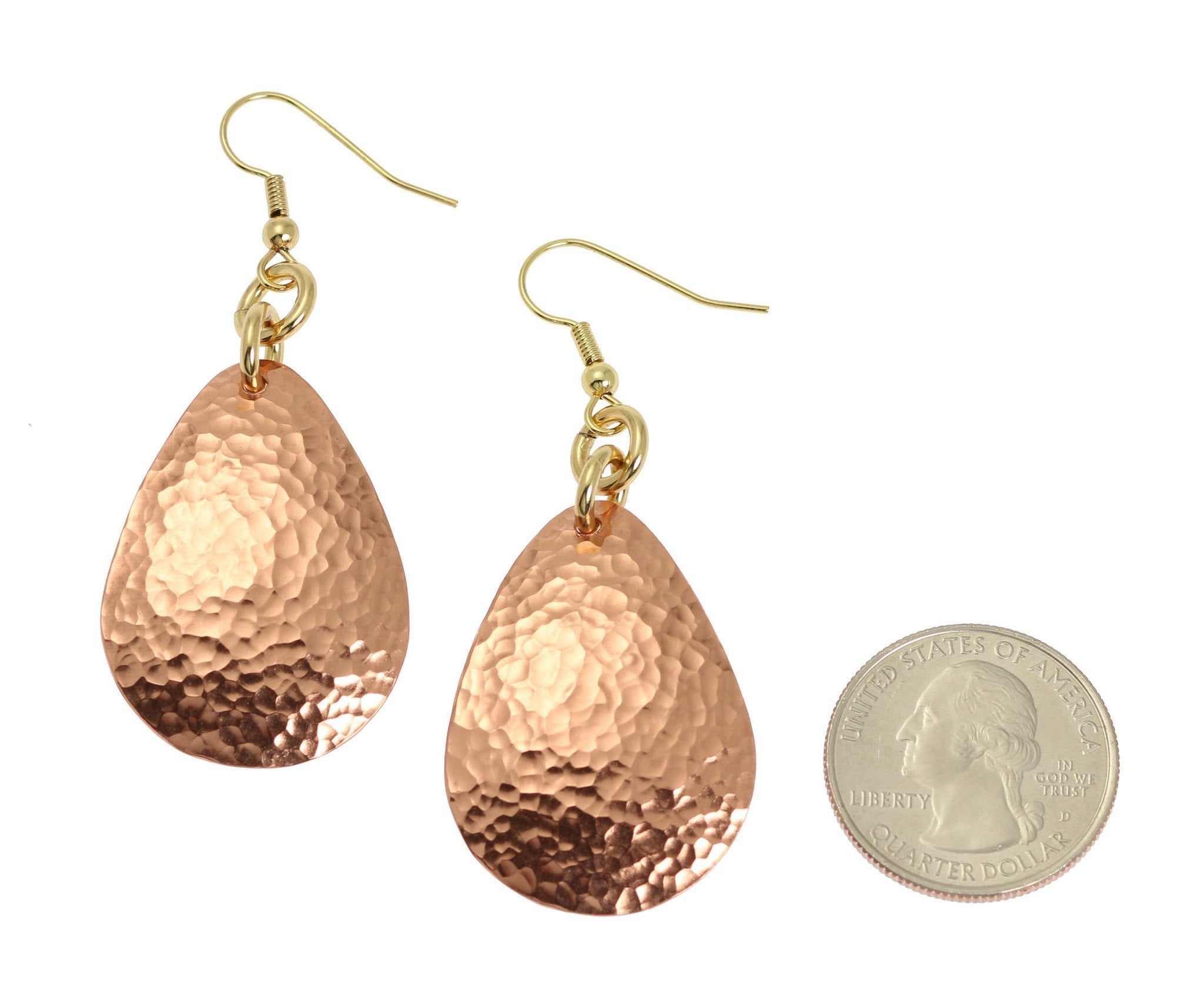 Handmade Hammered Copper Drop Earrings for Women - Hypoallergenic Solid Copper Jewelry - Boho Chic Dangle Earrings for Casual Wear, Date Night & Special Occasions