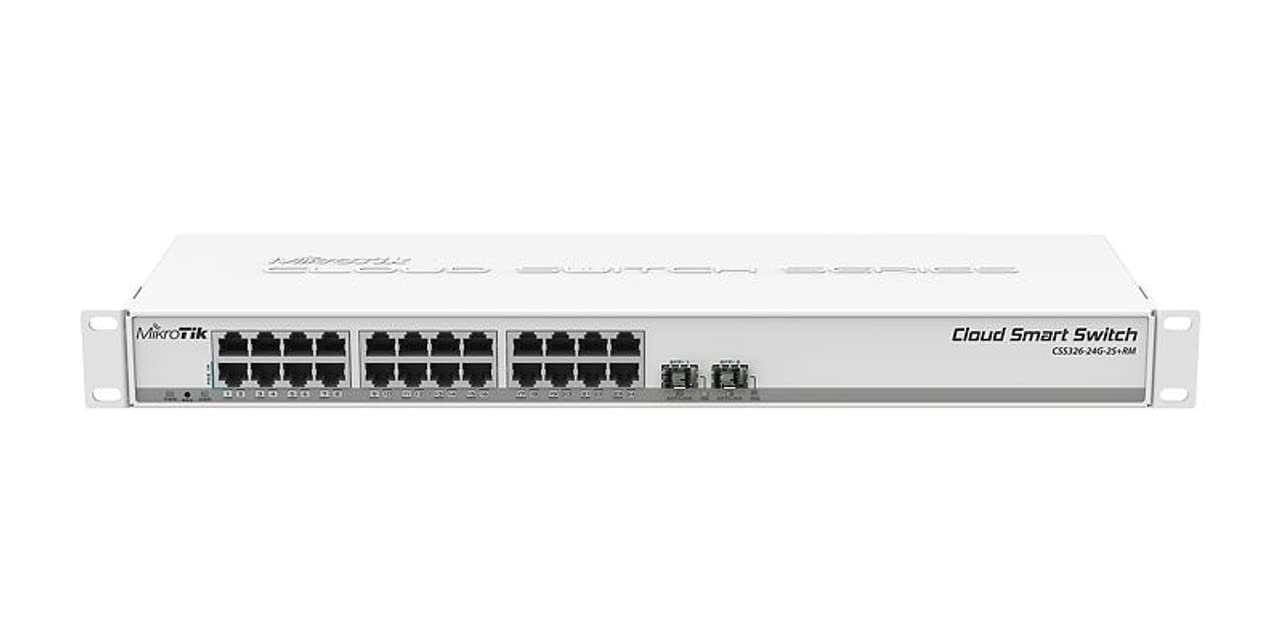 Mikrotik CSS326-24G-2S+RM 24-Port Gigabit Managed Network Switch with 2 SFP+ Ports, PoE Support, Cloud Smart Switch, SwOS Powered - Ideal for Office Networks, Data Centers & Home Lab Setups