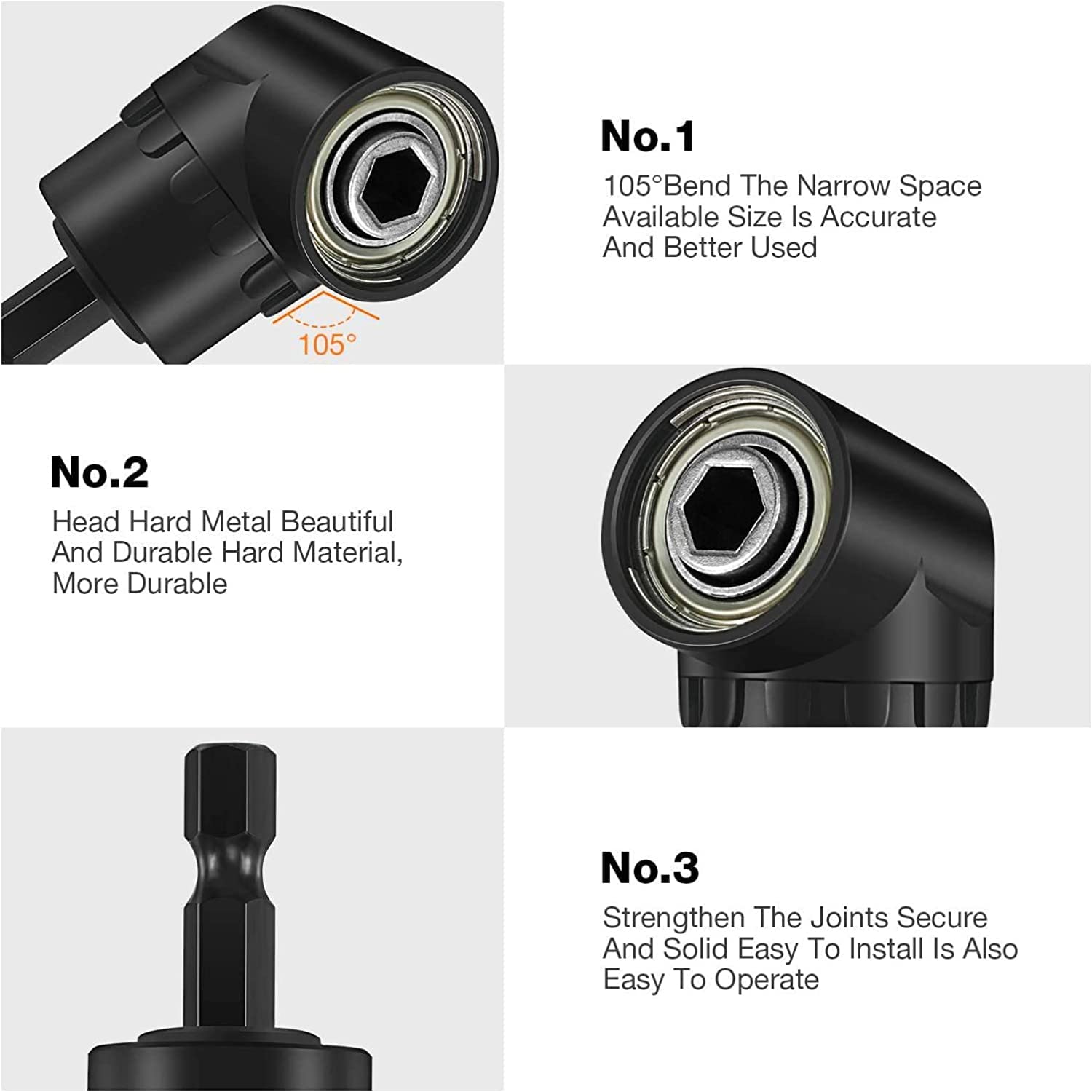 4-Piece Power Drill Socket Adapter Set - 360° Rotatable 1/4