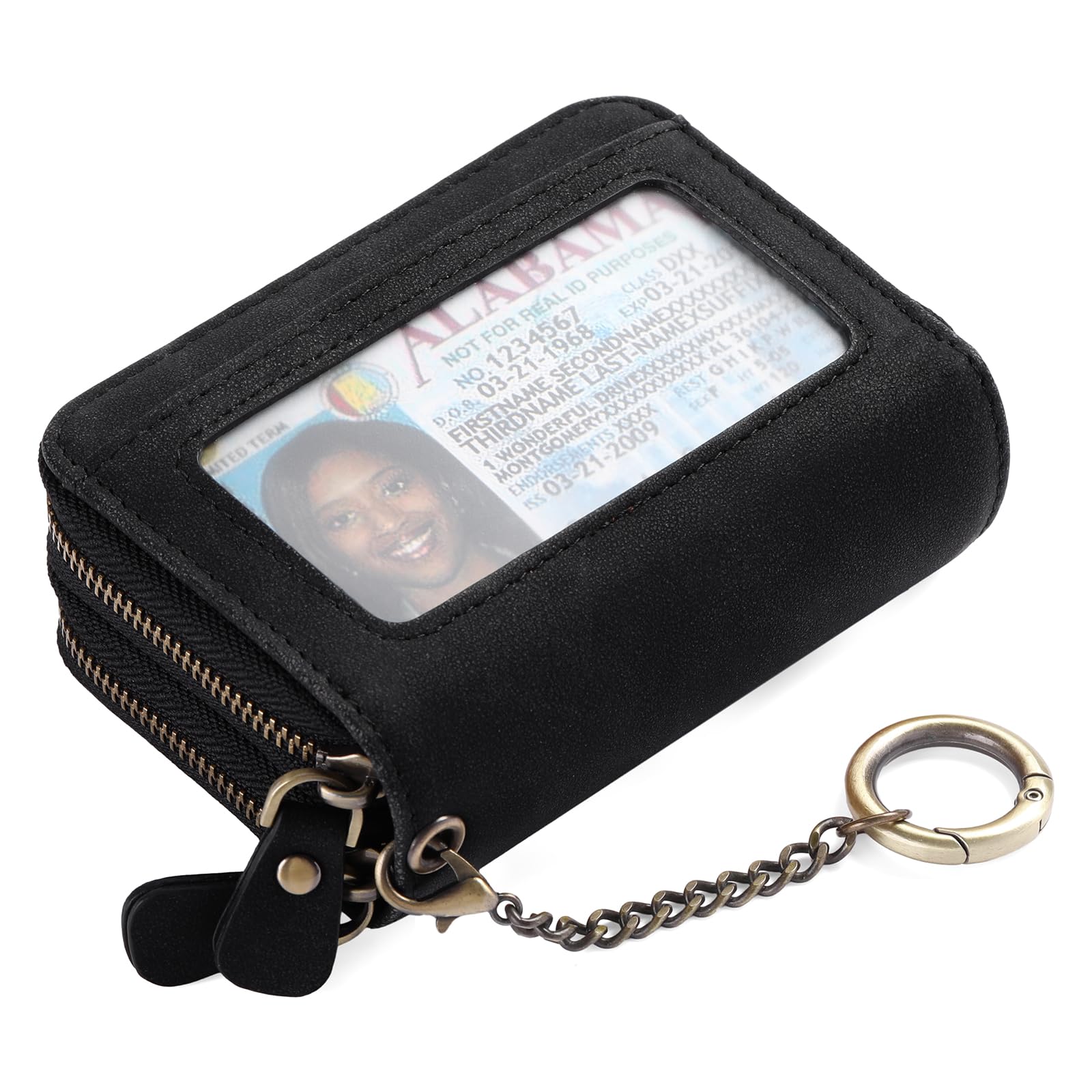 GOIACII RFID Blocking Credit Card Holder Wallet for Women - Genuine Leather Slim Card Case with Keychain - Perfect for Travel, Shopping & Everyday Use