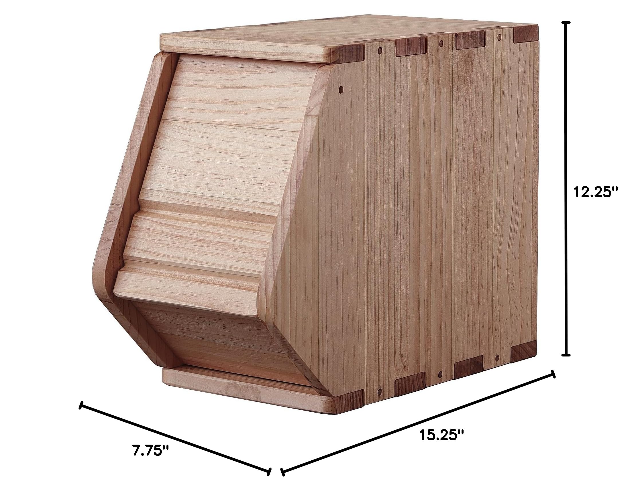 Stackable Solid Wood Storage Chest - Modular Entryway Cabinet with Lids, Wooden Toy Box & Closet Organizer (7.75