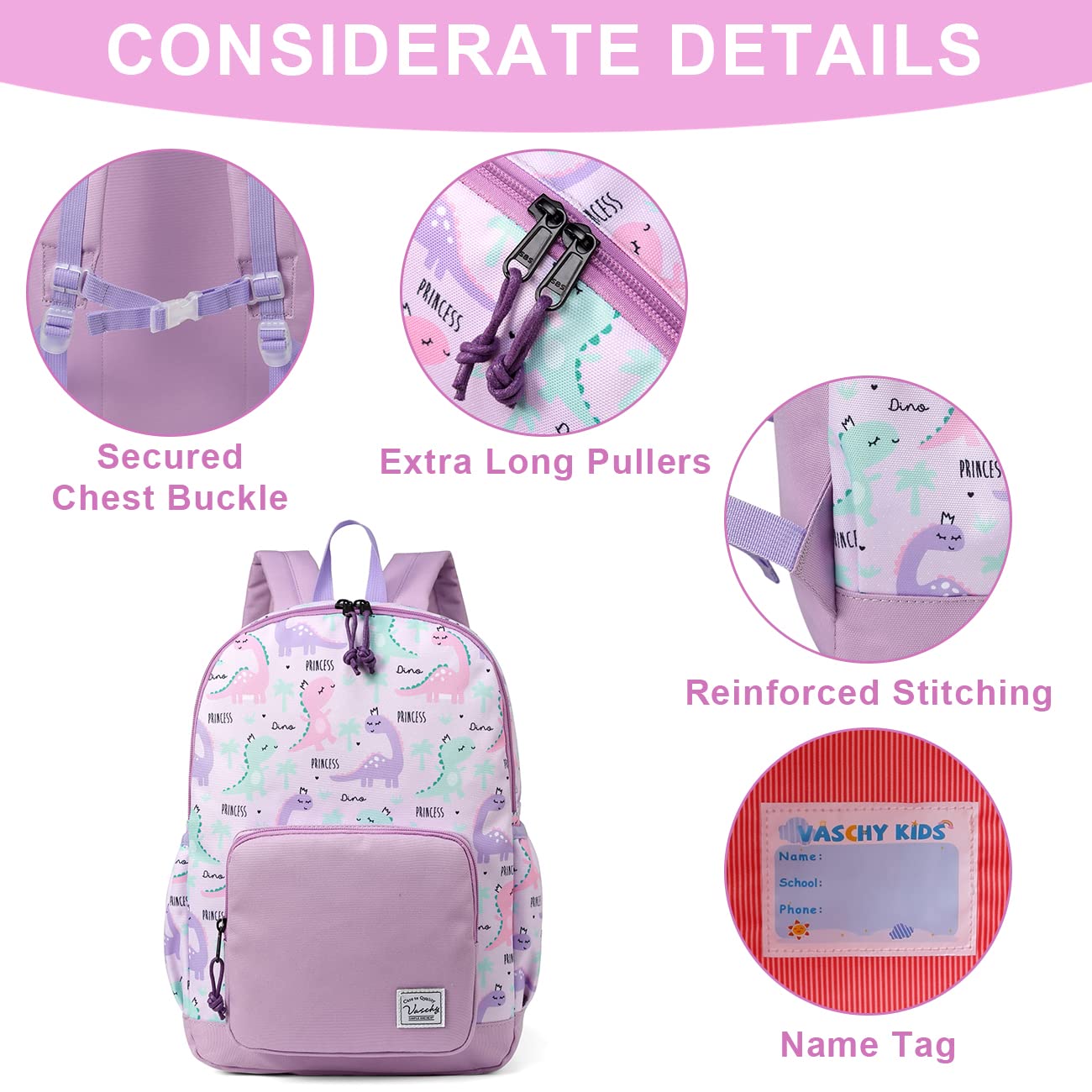 VASCHY Kids Backpack - Lightweight Water Resistant School Backpack for Boys & Girls with Adjustable Chest Strap | Perfect for Preschool, Kindergarten & Day Trips