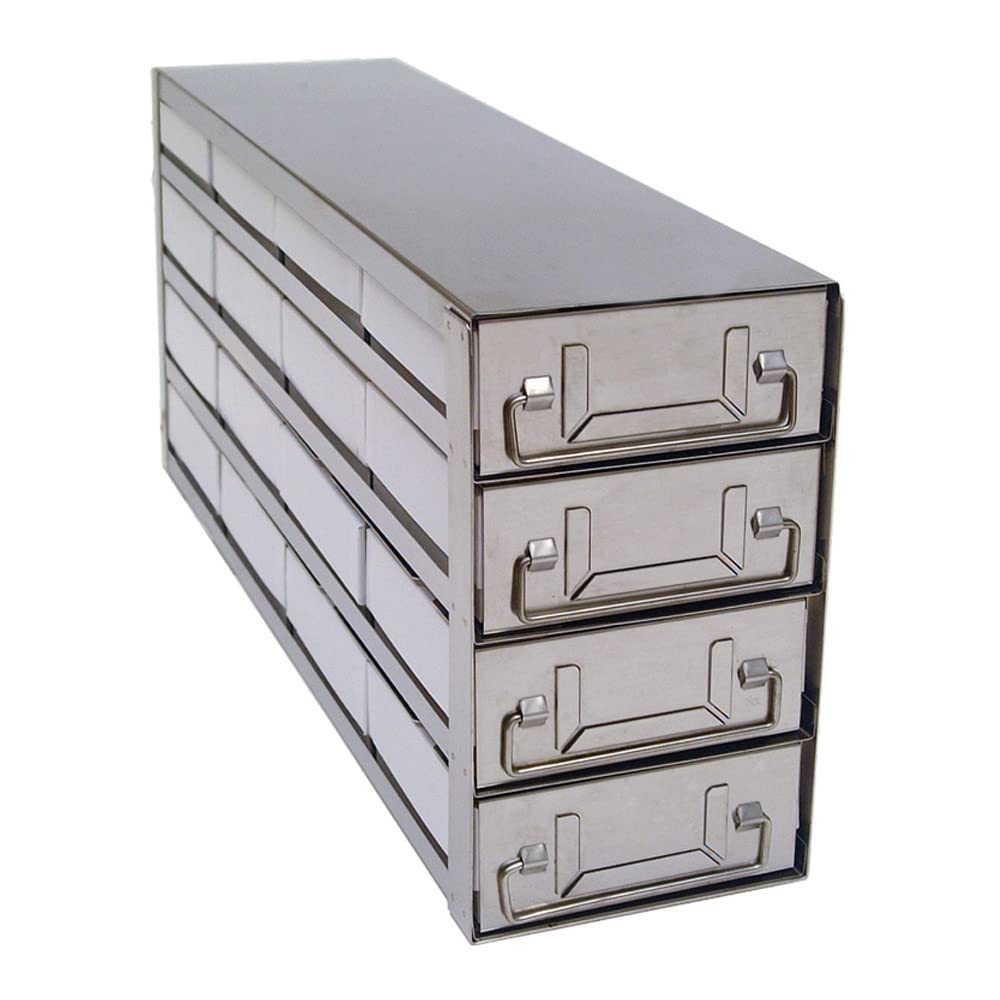 UFD-442-81 4x4 Upright Freezer Organizer with 81 Cells, Drawers, Box & Divider - Perfect for Lab Samples, Medical Storage & Home Freezer Organization
