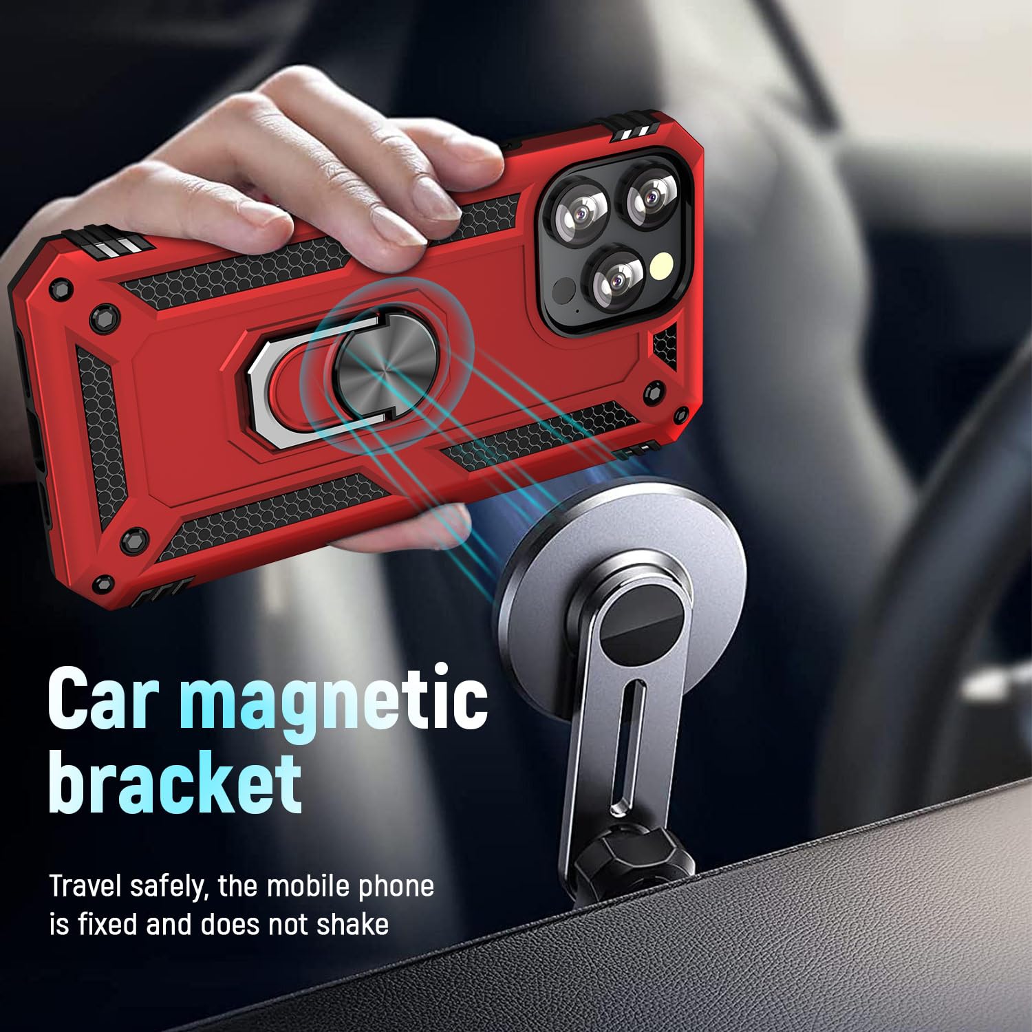 Military Grade Protective iPhone 12/iPhone 12 Pro Case with Ring Kickstand & Car Mount - Shockproof Cover for 6.1