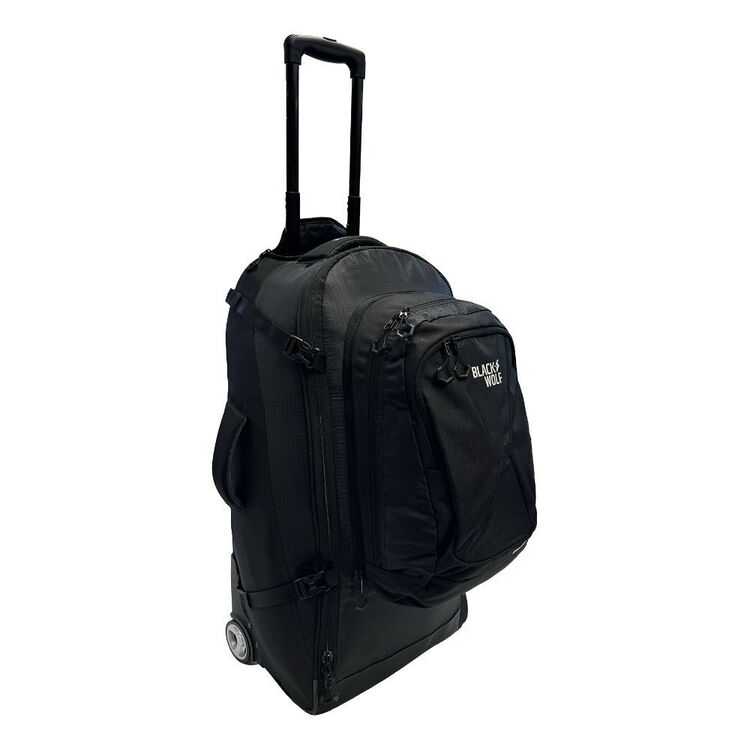 Black Wolf 85L (+20L) Grand Tour II Wheeled Duffel Bag with Backpack Straps - Perfect for Travel, Camping & Outdoor Adventures