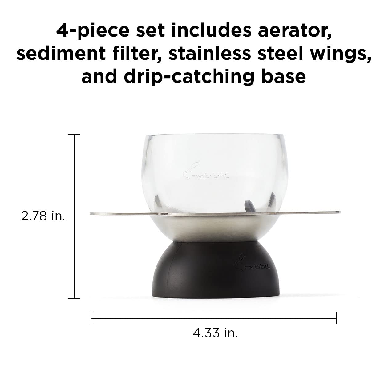 Premium Rabbit Wine Aerator with Sediment Strainer & Stand | Hands-Free Wine Decanter for Red Wine Lovers | 3.35 x 3.35 x 5.6 Inches | Perfect for Dinner Parties, Wine Tasting & Gifts
