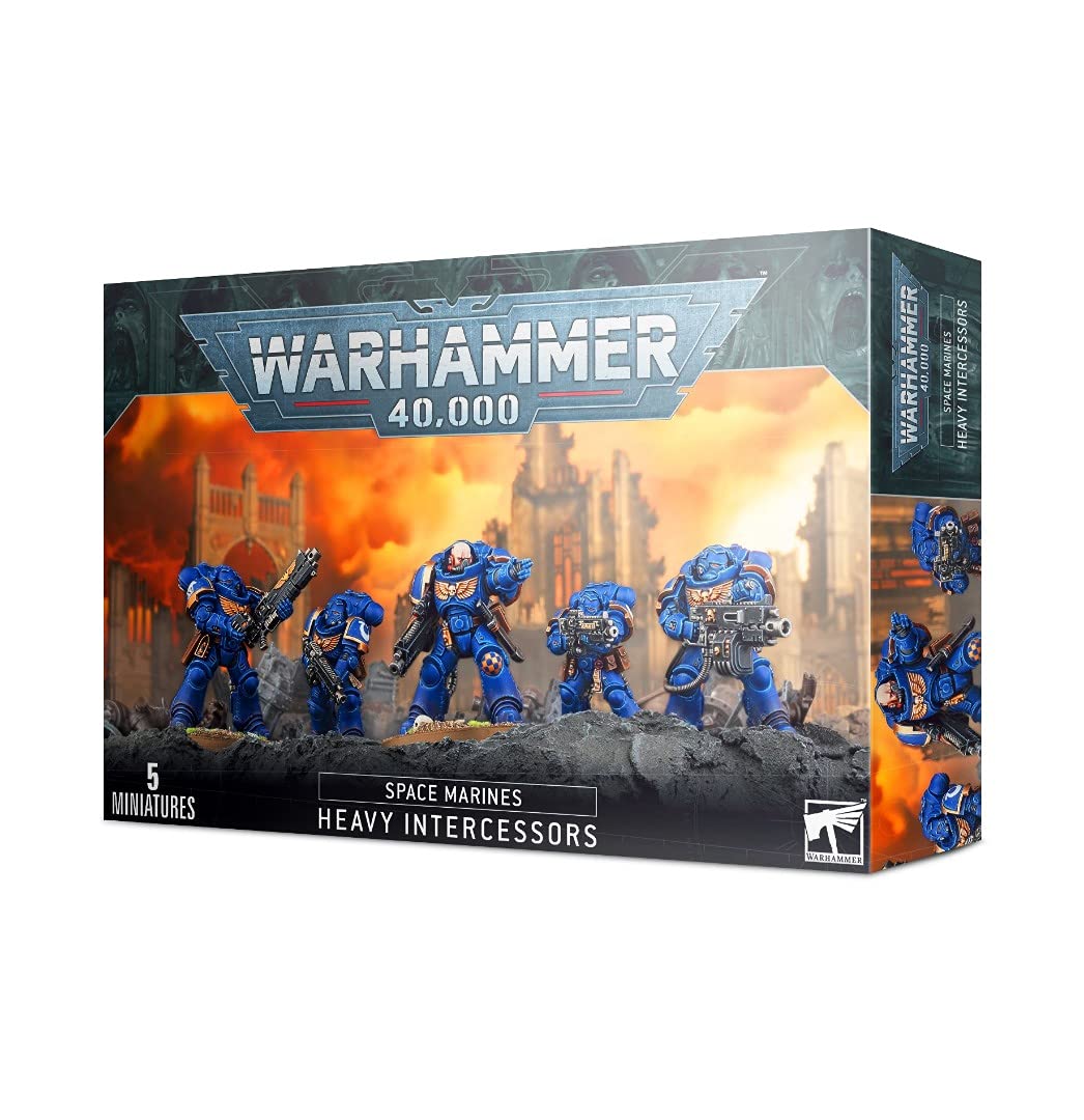 Games Workshop Warhammer 40,000 Space Marines Heavy Intercessors - Miniature Wargaming Tabletop Battle Set for Sci-Fi Strategy Games