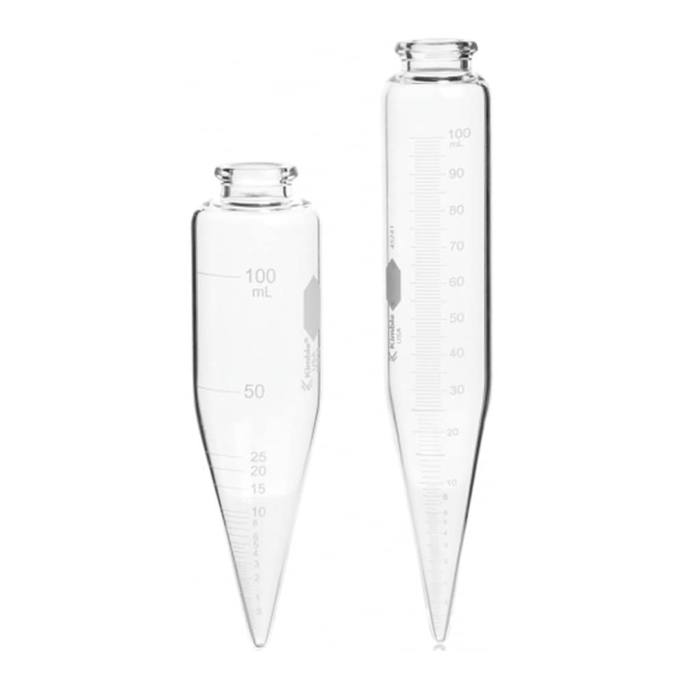 Kimble 45243-200 100mL Graduated Oil Short Cone Centrifuge Tube - Clear Glass, 6