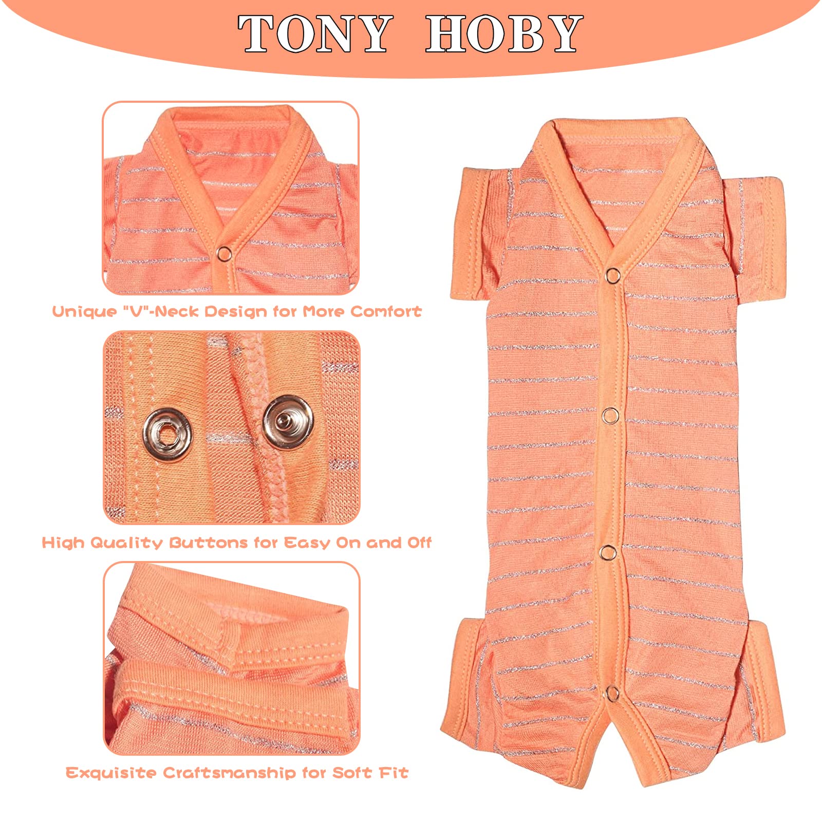 TONY HOBY Dog Pajamas for Small & Medium Dogs - 4 Legs Recovery Suit, Breathable Summer Dog Shirt (Orange, Girl, Size M) - Perfect for Post-Surgery Care & Comfortable Sleepwear