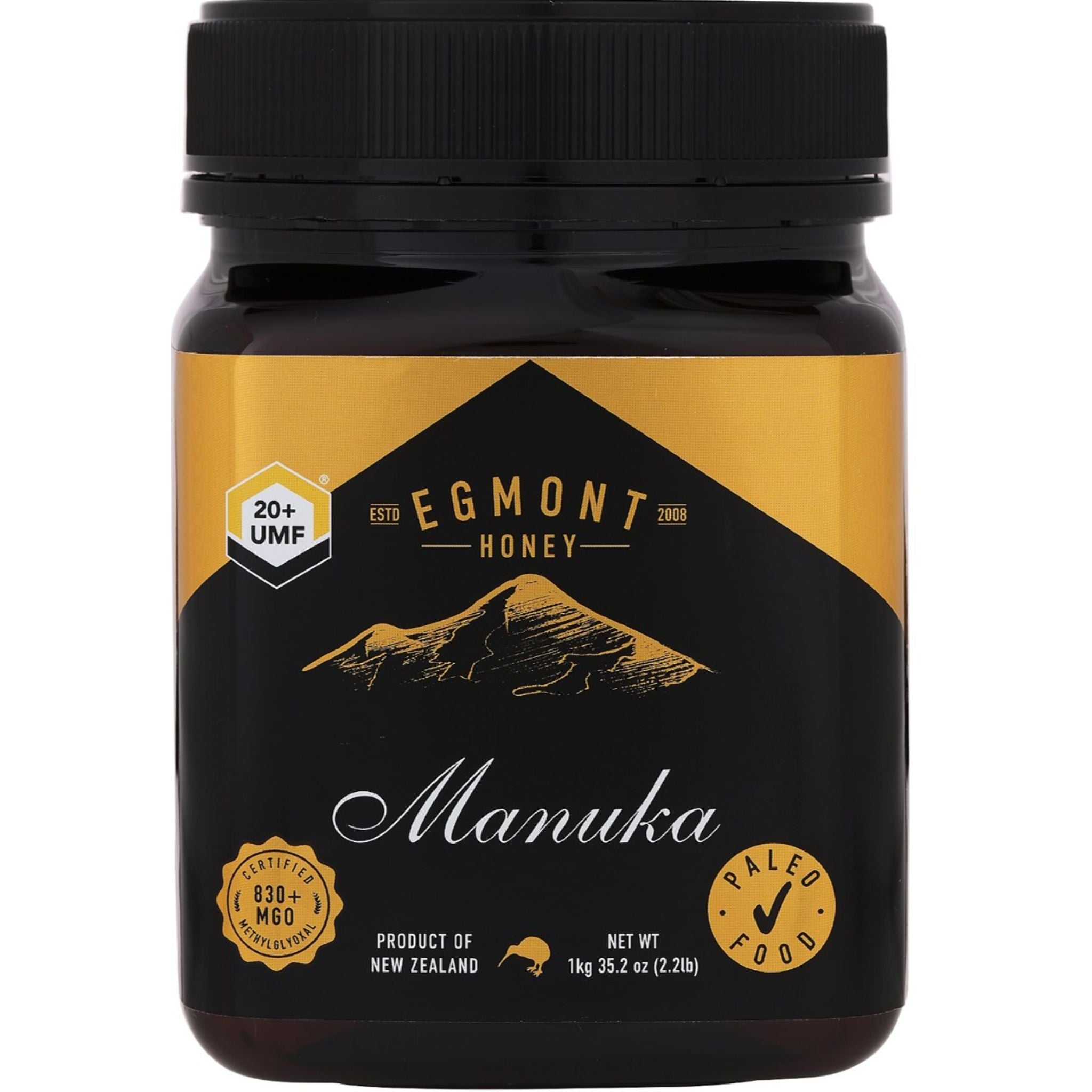 EGMONT Premium Manuka Honey UMF20+ 1kg (2.2 lbs) - Raw & Pure New Zealand Honey for Immune Support, Digestion & Wellness - Perfect for Tea, Toast & Healthy Recipes