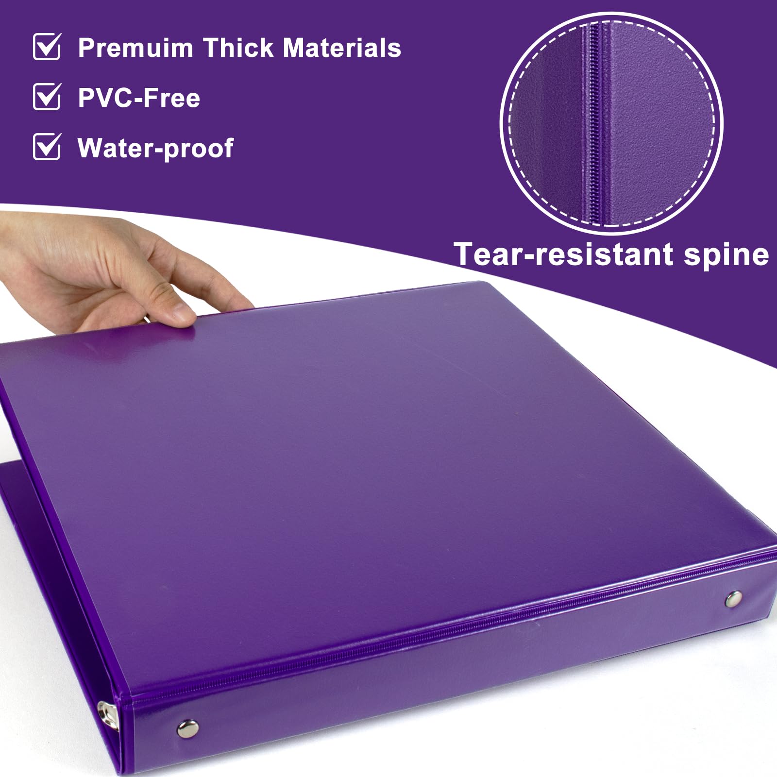1-Inch Round Ring Binder - 6-Pack Purple 3-Ring Binders for Letter Size Paper | Durable Presentation Binders for School, Office & Home Organization | Perfect for Reports, Projects & Document Storage