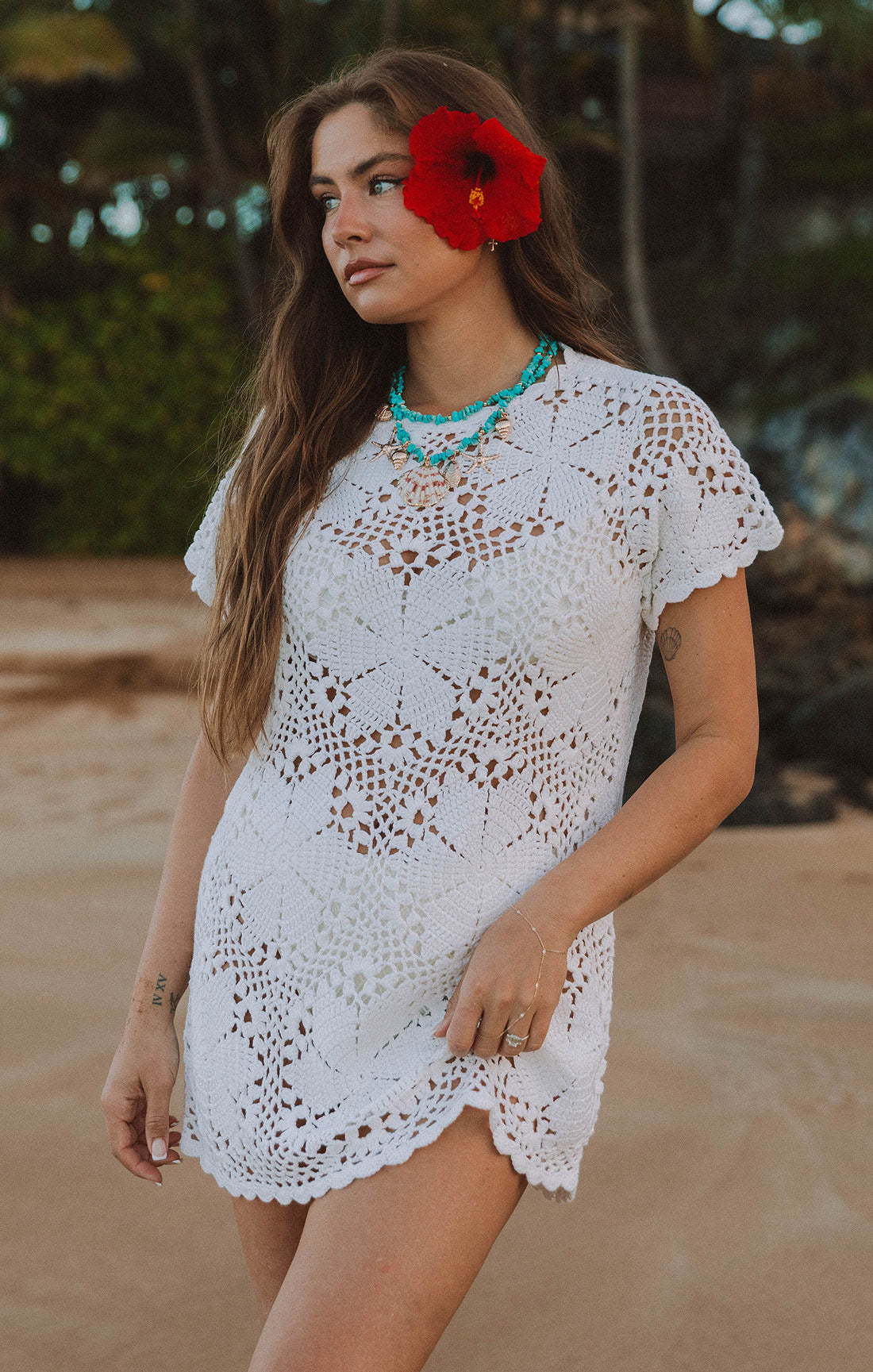 Cleo Coverup - Stylish Salty Floral Crochet Beach Dress for Women | Perfect for Summer Vacations, Pool Parties & Boho Outfits