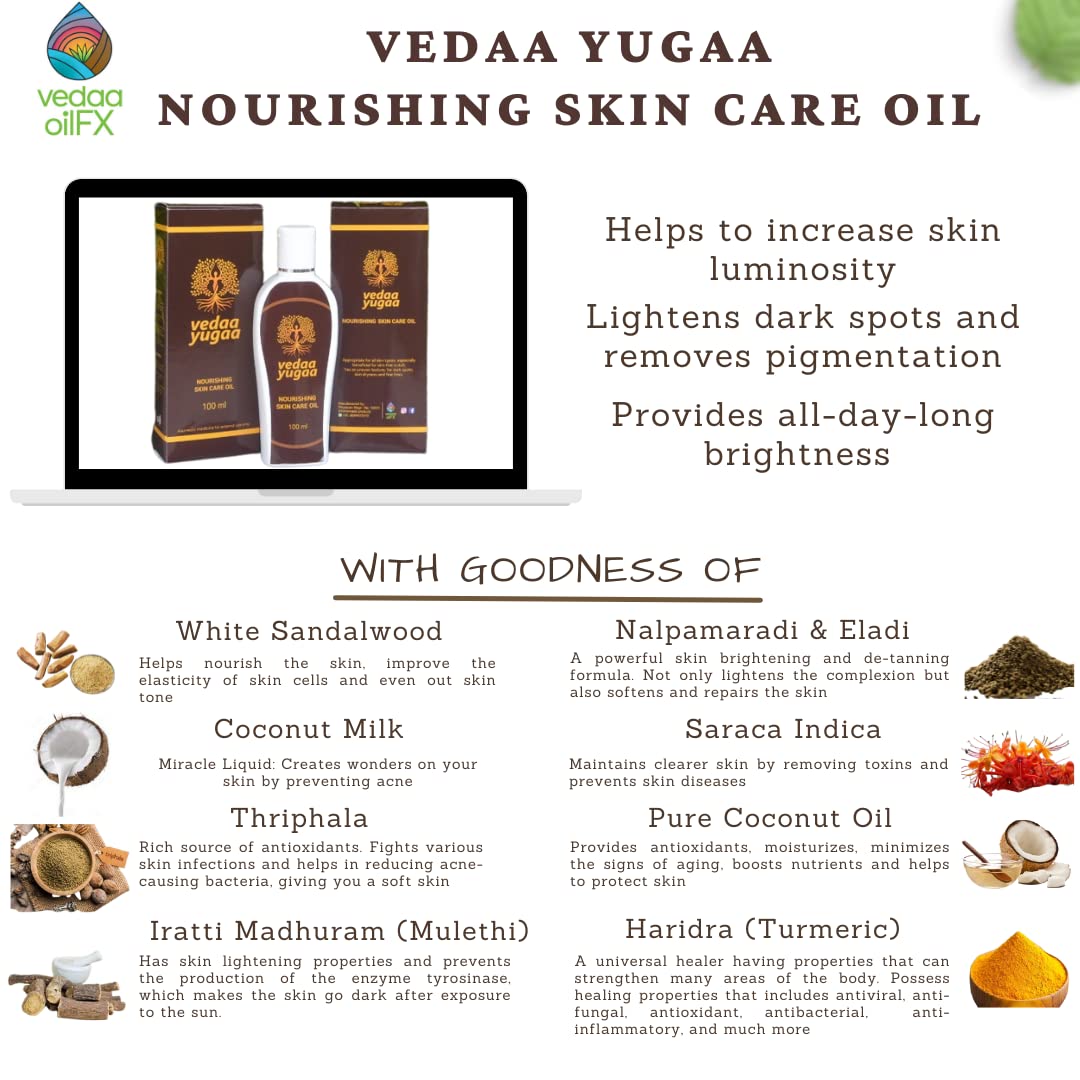 Vedaa Yugaa Nourishing Skincare Oil - Organic Face & Body Moisturizer for Dry Skin - Hydrating & Anti-Aging Treatment for Daily Use & Night Routine