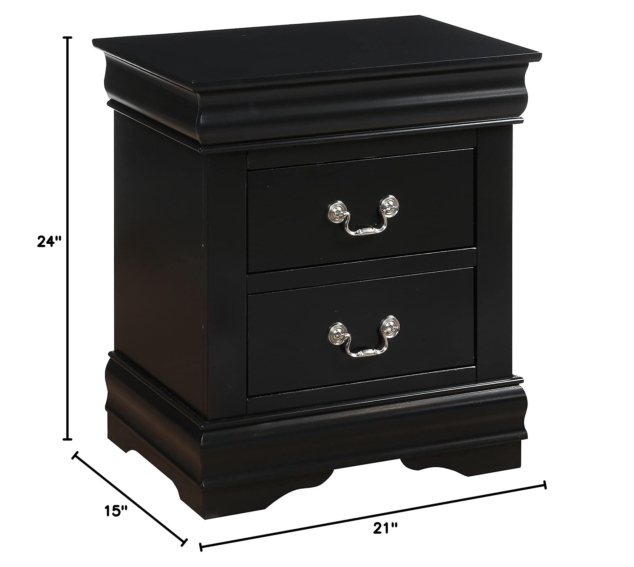 Modern 2-Drawer Nightstand with Storage - Compact Bedside Table for Bedroom & Living Room - Sturdy End Table with Smooth Gliding Drawers - Perfect for Small Spaces, Apartments & Dorm Rooms (Black)