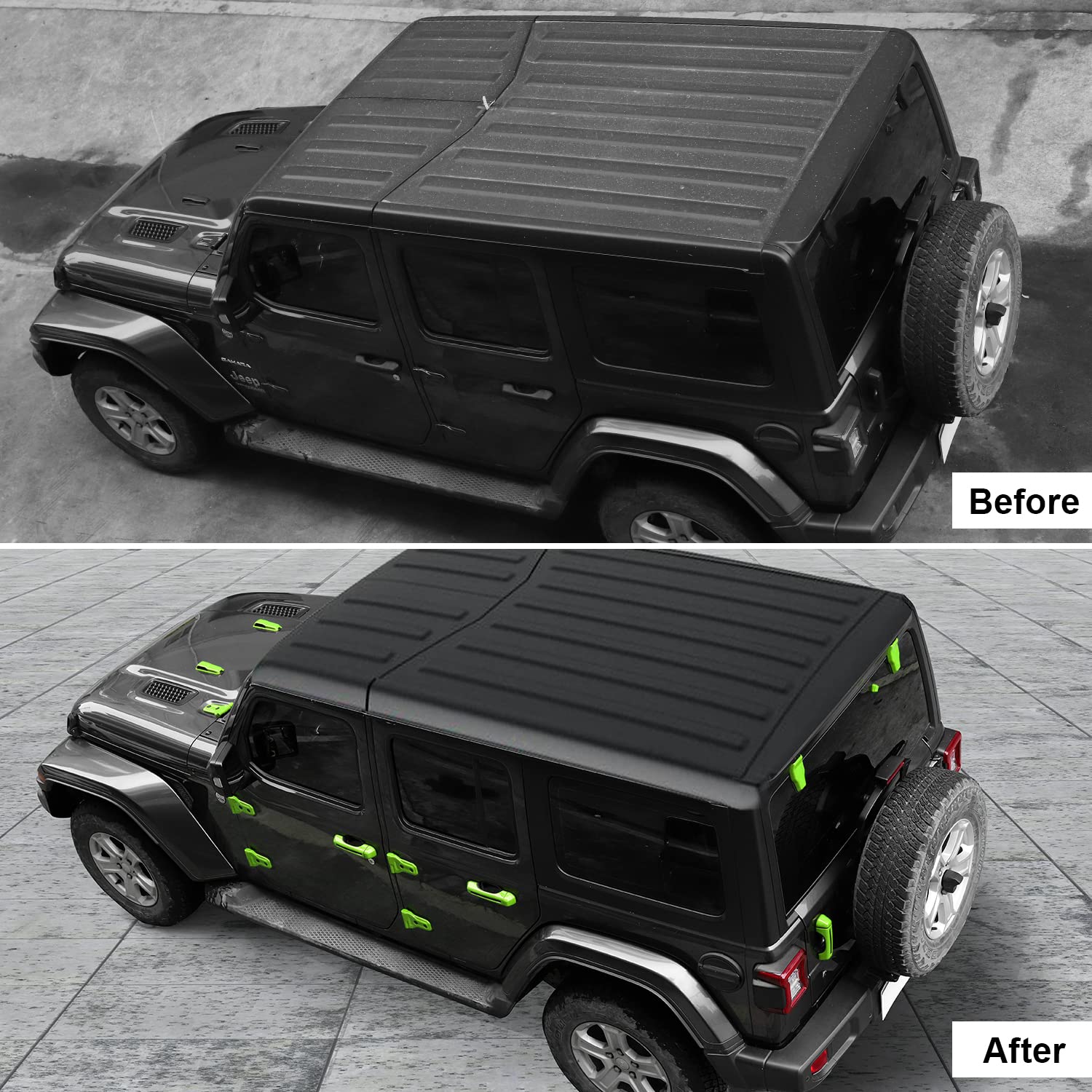 CheroCar 22PCS Exterior Accessories Kit for 2018-2022 Jeep Wrangler JL & JLU - Hood Cover, Door Hinge Covers, AC Vents, Handle Covers (Light Green) | Off-Road Protection & Style Upgrade
