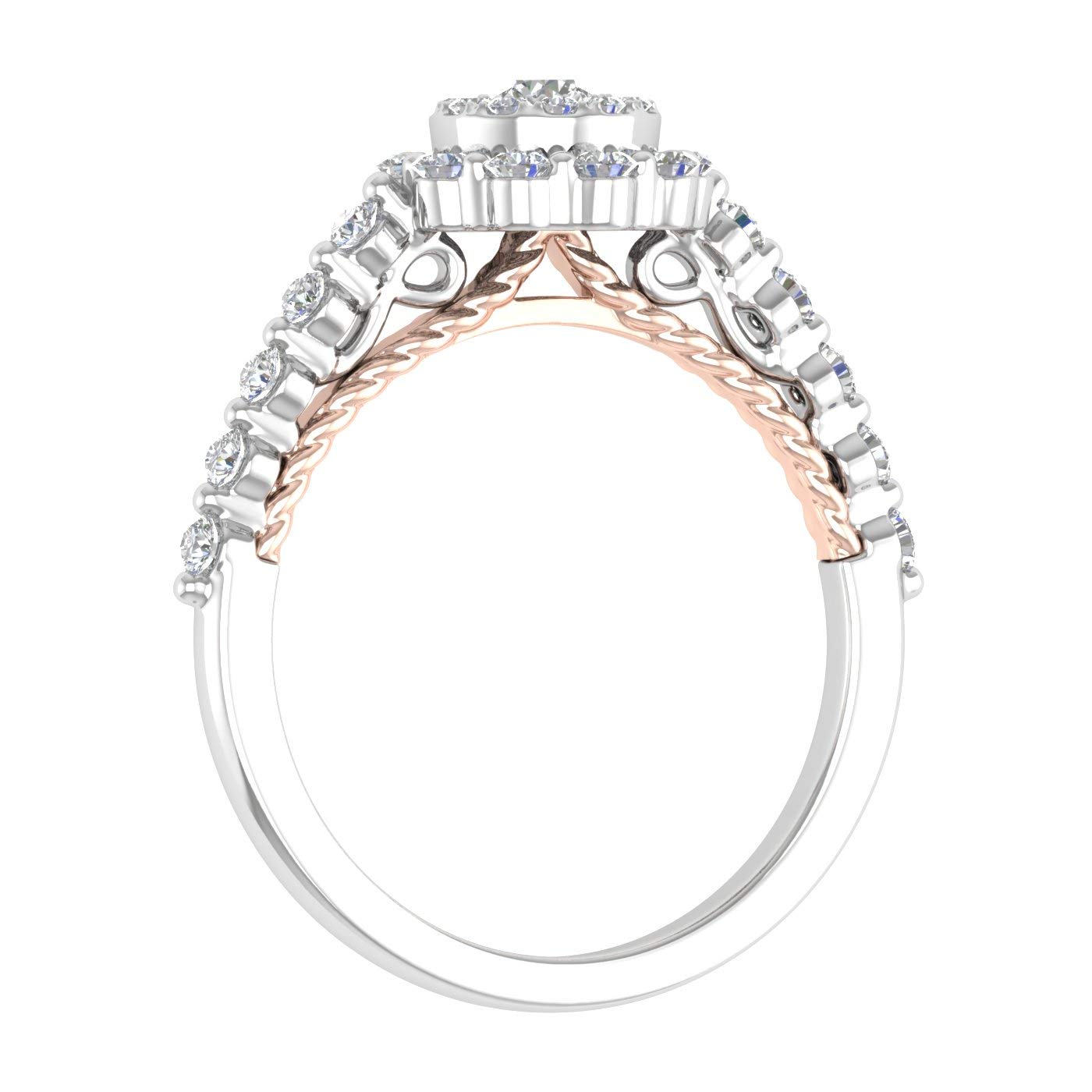 1/2 Carat Round Diamond Halo Engagement Ring in 10K White Gold - Perfect for Proposals, Anniversaries & Special Occasions